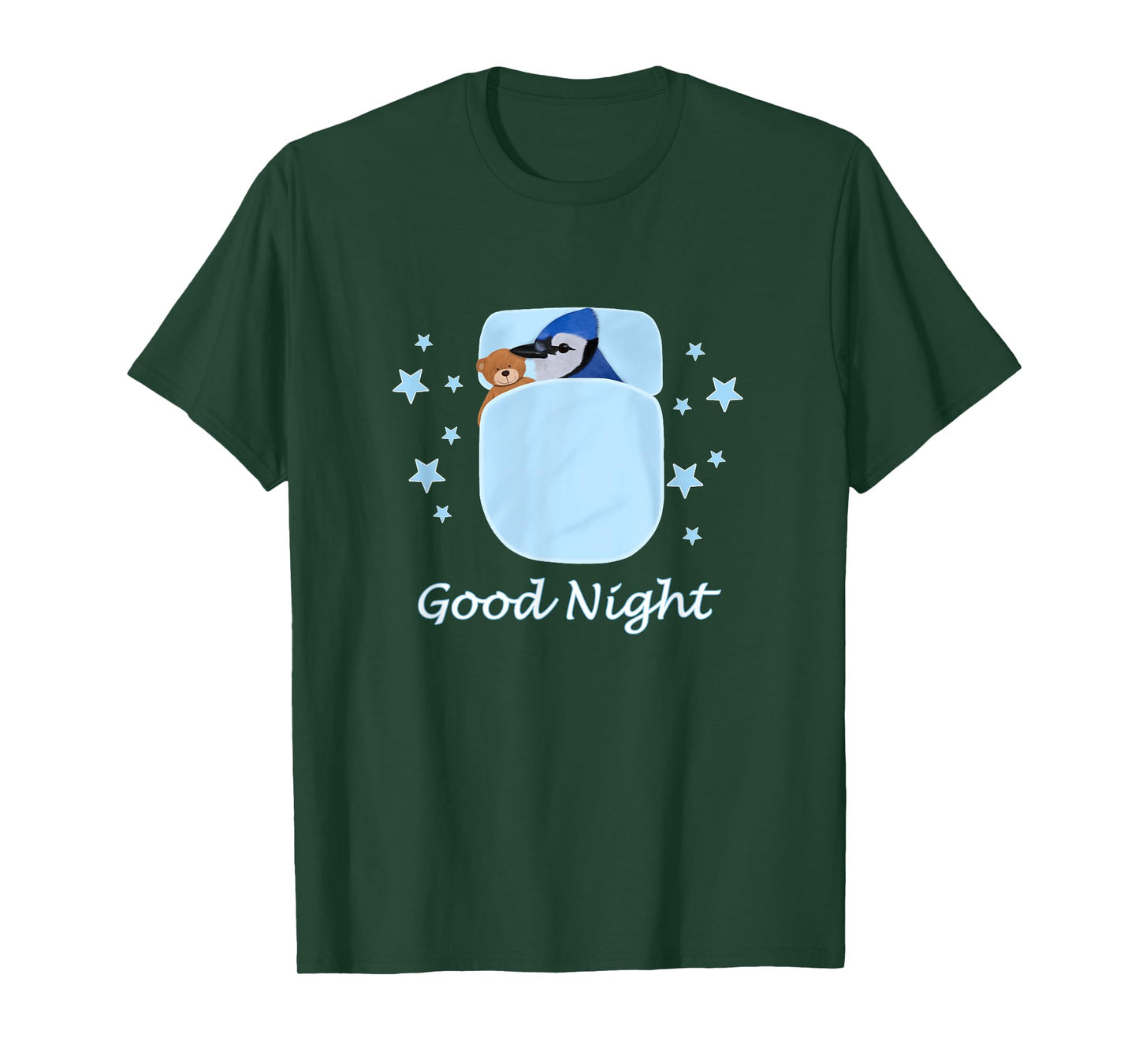 Blue Jay Teddy Bear Good Night Pyjamas Bird Biologist T-Shirt