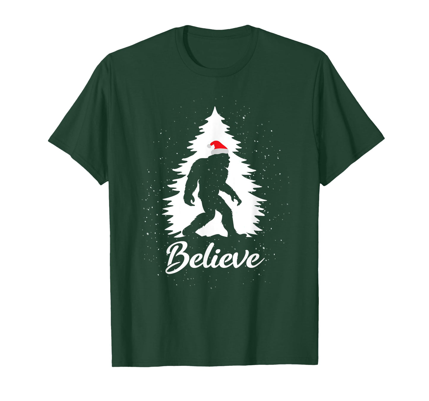 Bigfoot Sasquatch Santa Hat Believe Christmas Gift T-Shirt