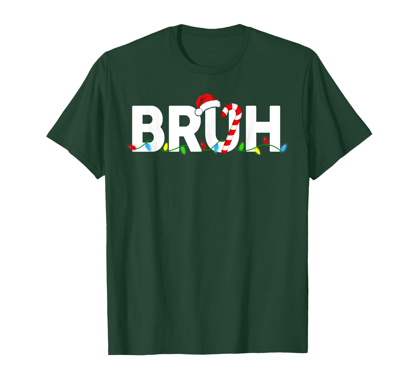 Bruh Funny Christmas Lights Teens Boys Kids Xmas Pajamas T-Shirt