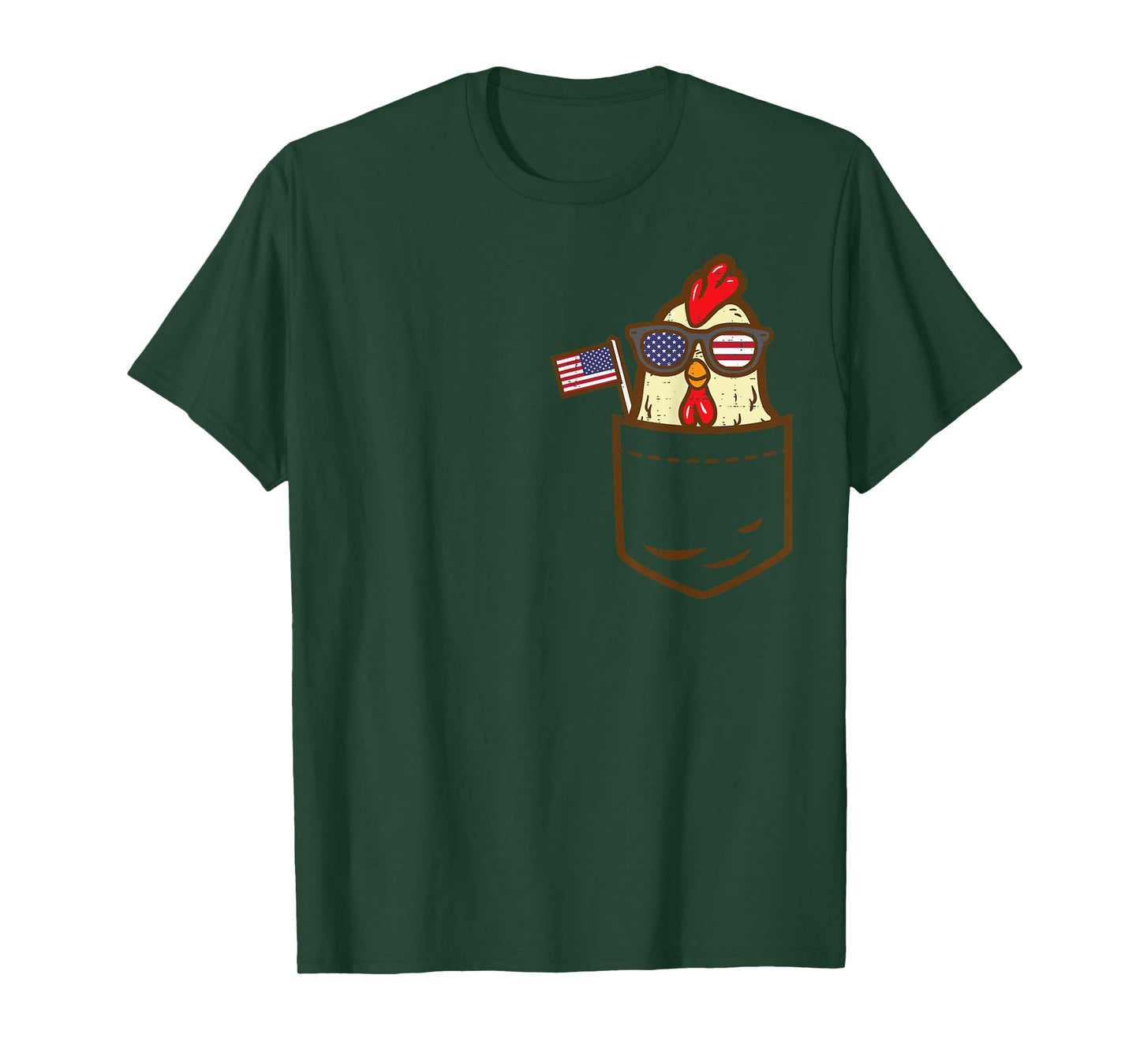 Chicken Pocket Farm American Flag USA 4th Of July Animal T-Shirt