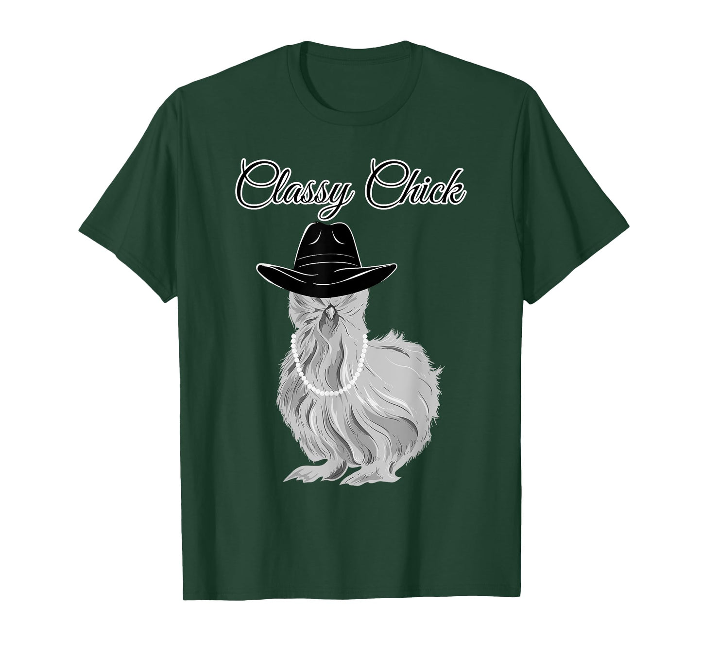 Silkie Silky Chicken Classy Chick Wearing Cowgirl Hat Funny T-Shirt