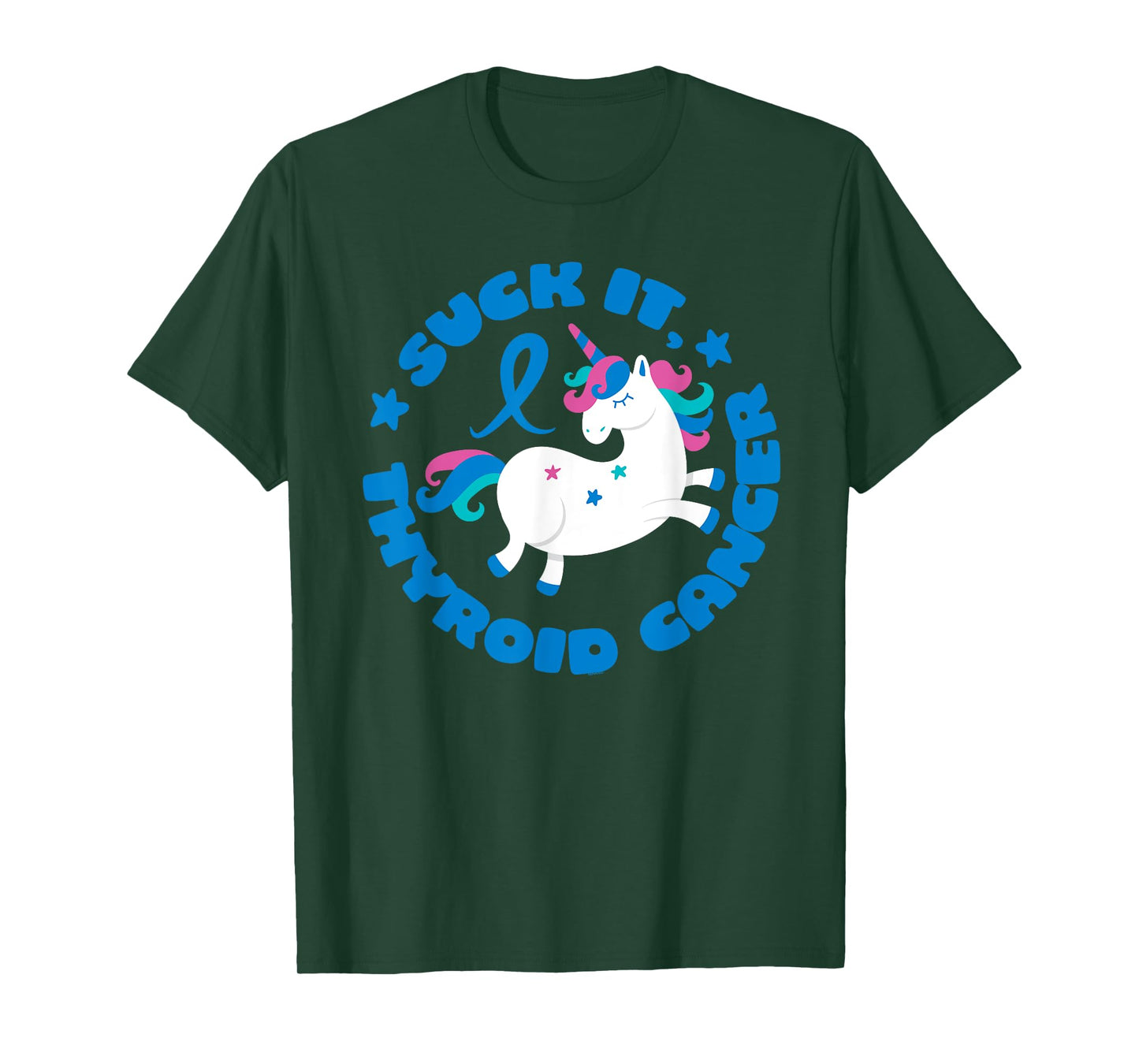Unicorn Suck It Thyroid Cancer Fighter Survivor Awareness T-Shirt