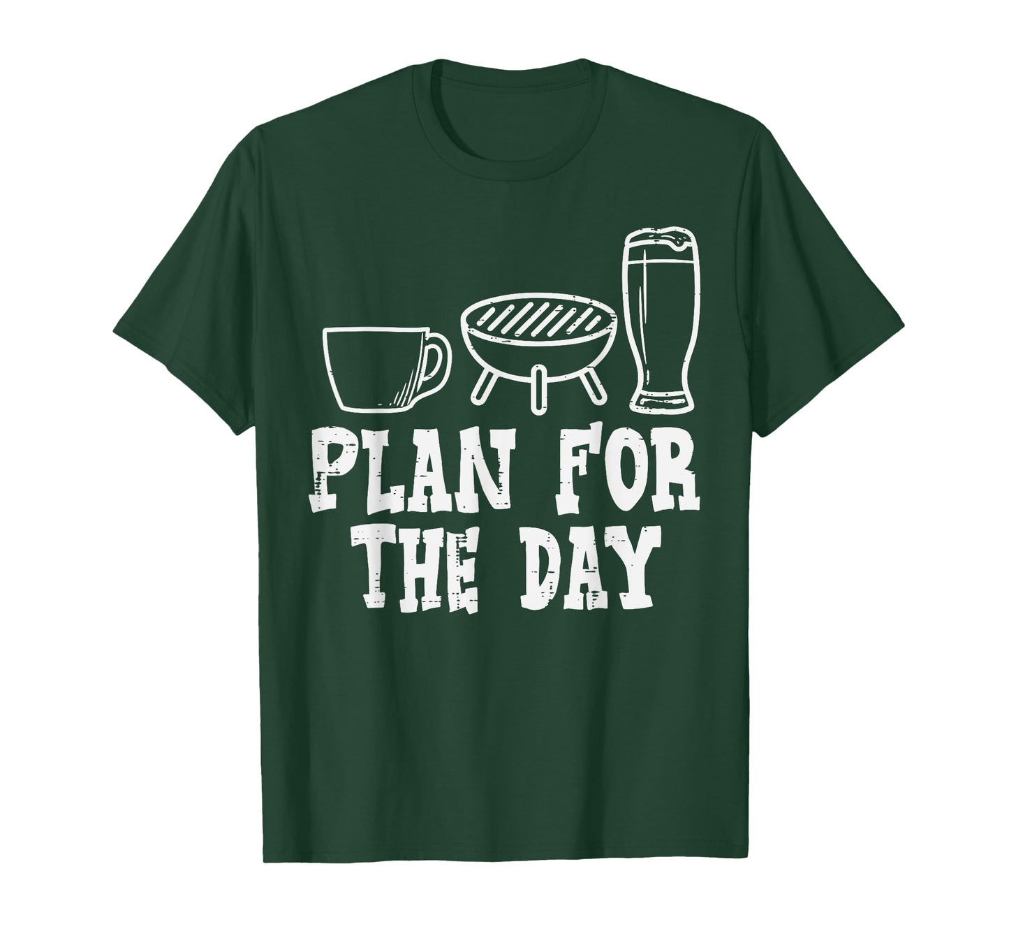 Plan For The Day Coffee Bbq Funny Barbecue Grilling Dad Men T-Shirt