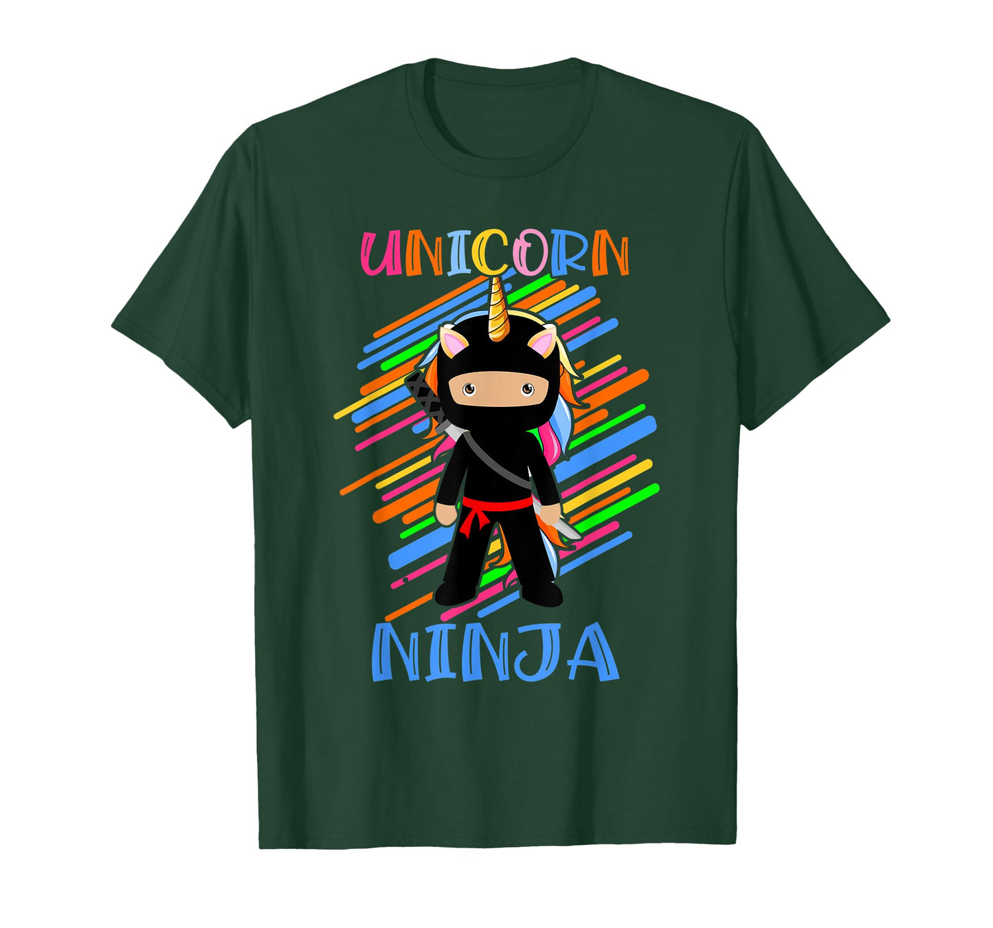 Cute Unicorn Ninja Rainbow Fighter Lover Boys Girls Kids T-Shirt
