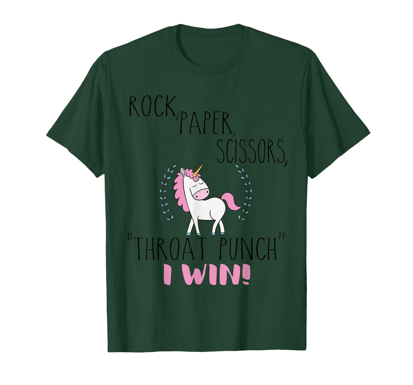 Funny Unicorn Rock Paper Scissors Throat Punch I Win T-Shirt