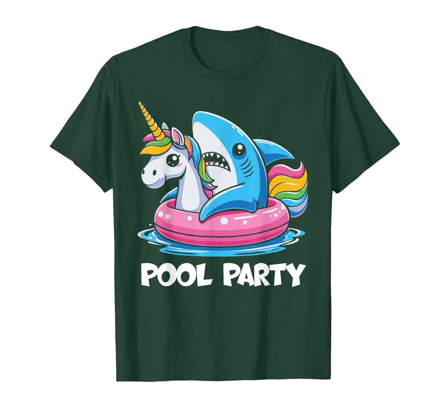 Pool Party Funny Shark And Unicorn Swimming Summer T-Shirt for Men Women Kids