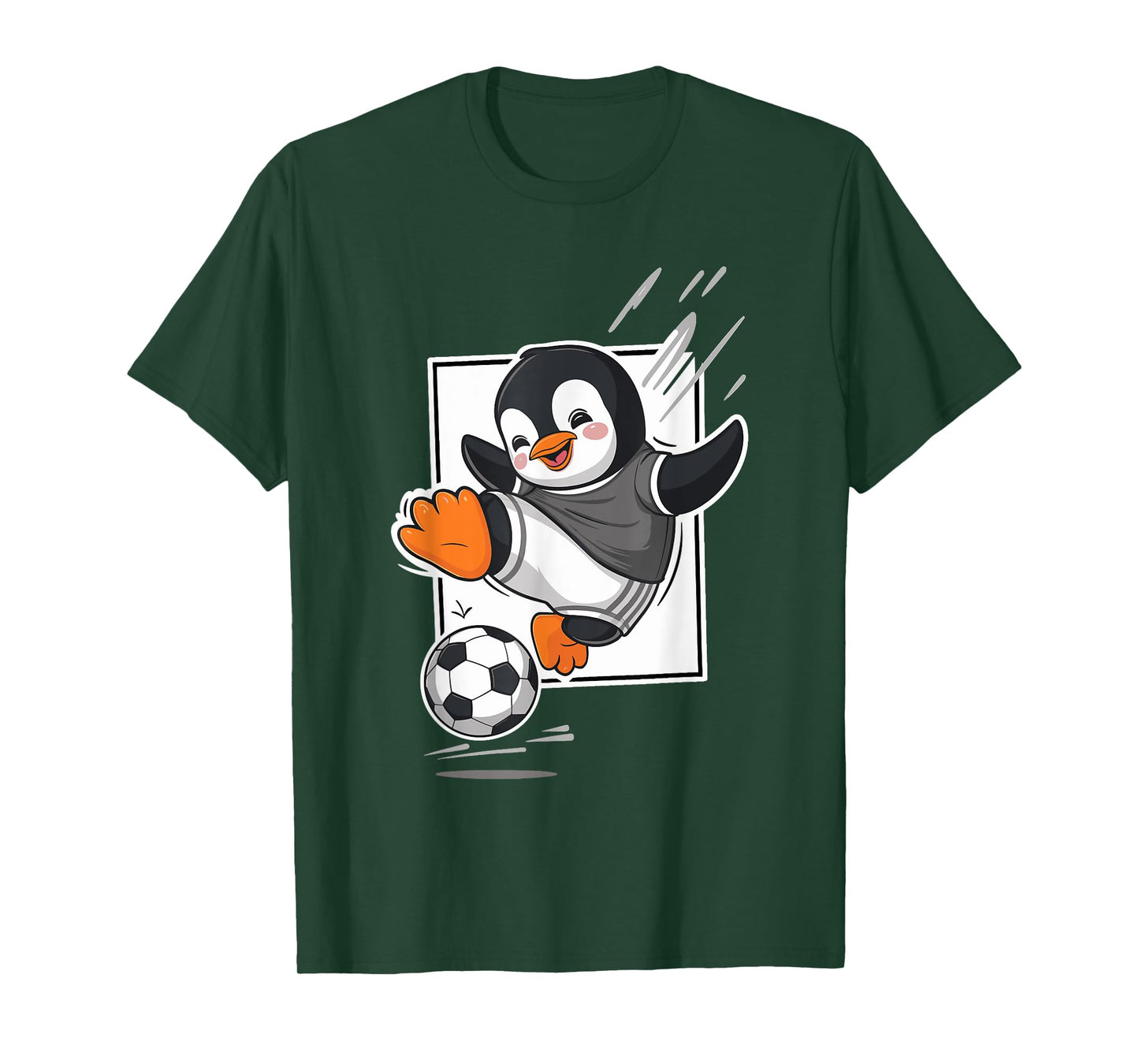 Penguin Playing Soccer Kicking Football Cute Cartoon Penguin T-Shirt
