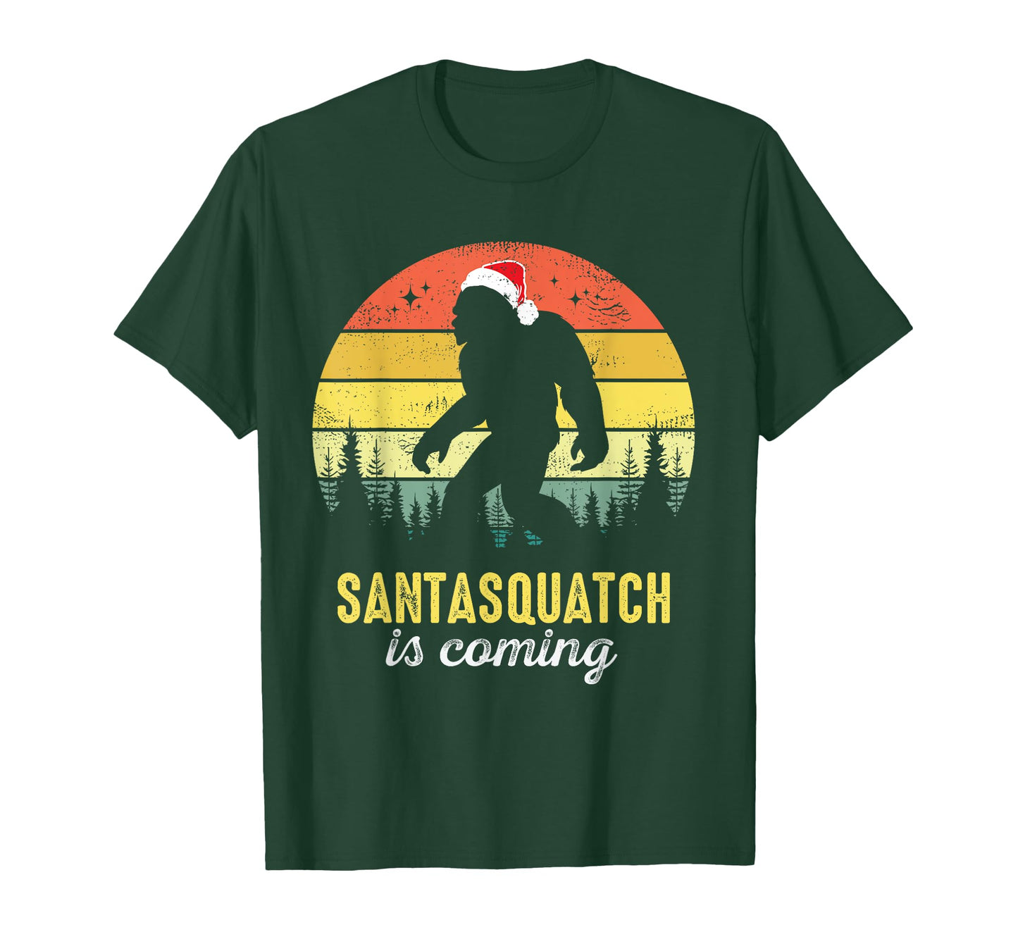 Santasquatch Is Coming Santa Bigfoot Christmas Funny Vintage T-Shirt