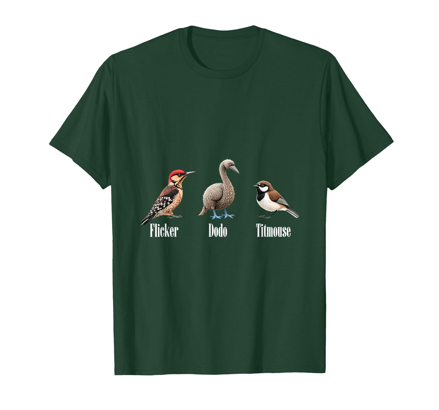 Flicker Dodo Titmouse Bird Watching Funny Subtle Bird T-Shirt