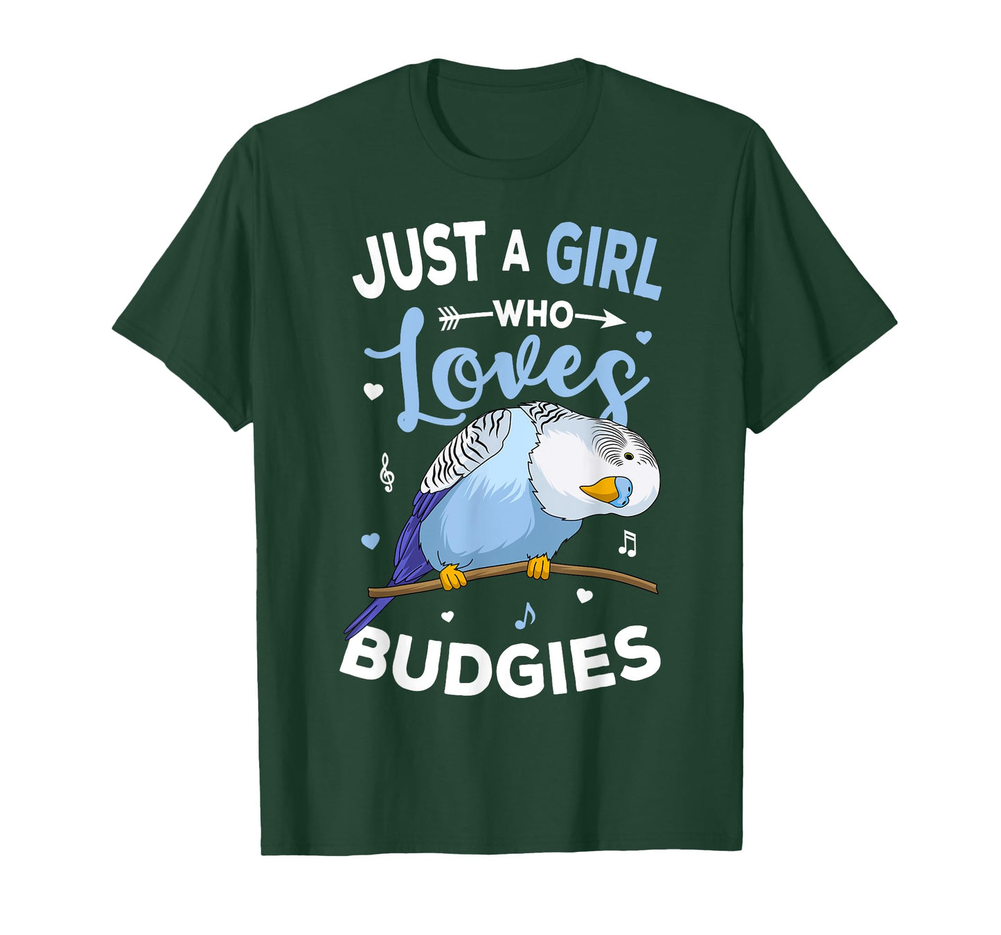 Just A Girl Who Loves Budgies Blue Parakeet Budgerigar Girls T-Shirt