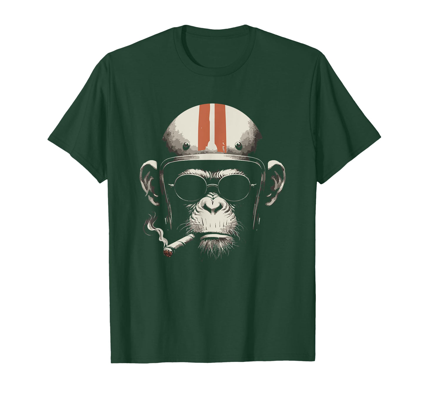 Cigar smoking monkey retro vintage motorcycle biker helmet T-Shirt