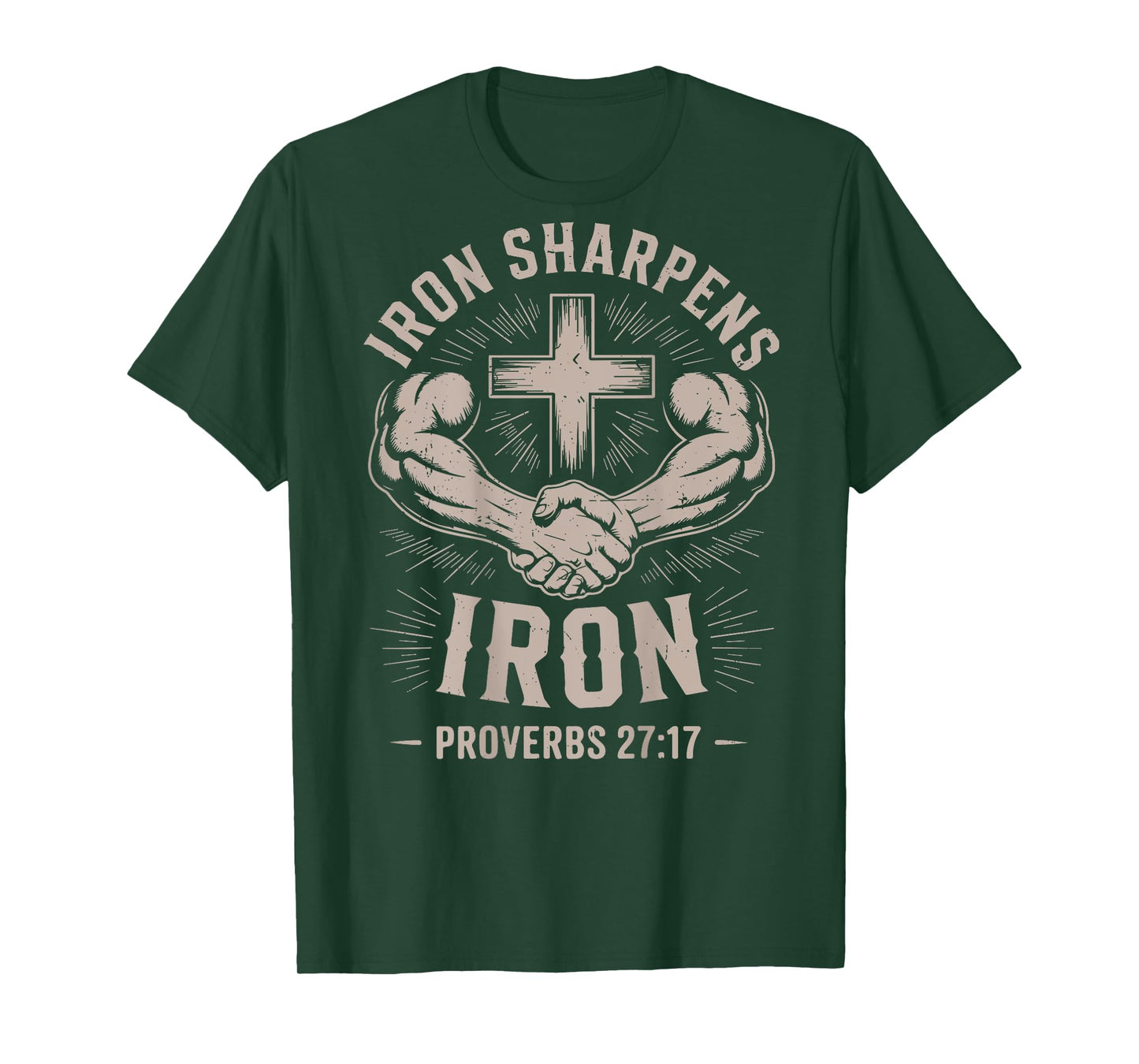 On-Back Iron Sharpens Iron Proverbs Christian Gym Workout T-Shirt