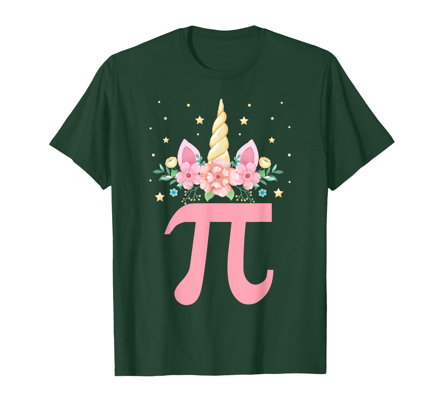 Cute Unicorn Pi day Floral Kids Boys Girls Math Teachers T-Shirt