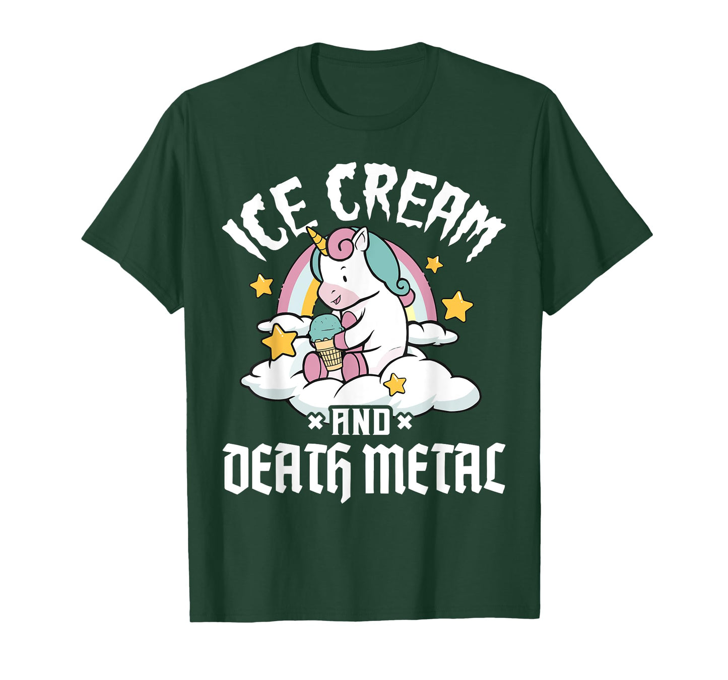Unicorn Retro Rainbow Heavy Metal Ice Cream And Death Metal Men Women Girls Kids T-Shirt