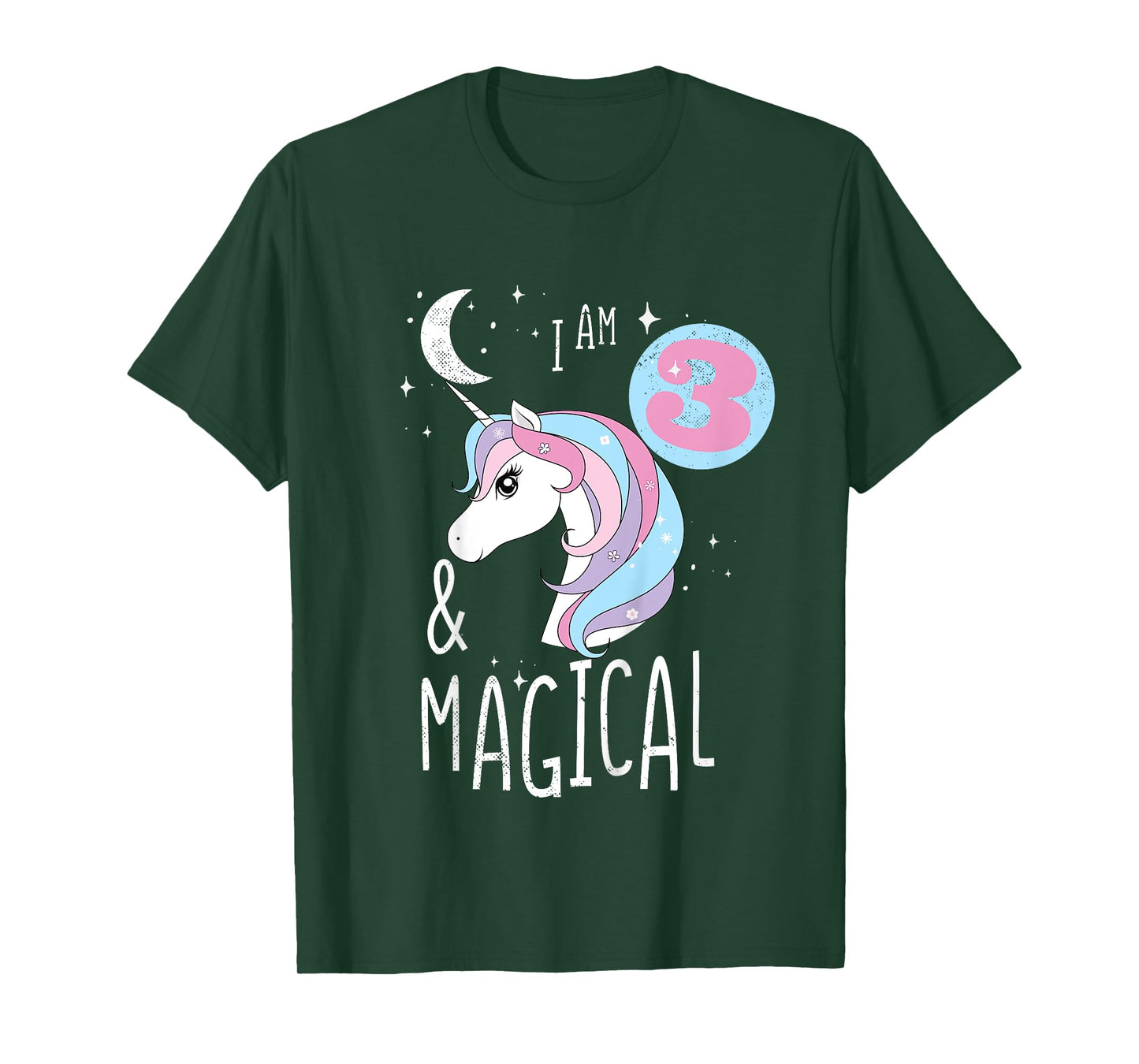 I AM 3 And Magical Unicorn 3rd Birthday 3 Years Girl T-Shirt