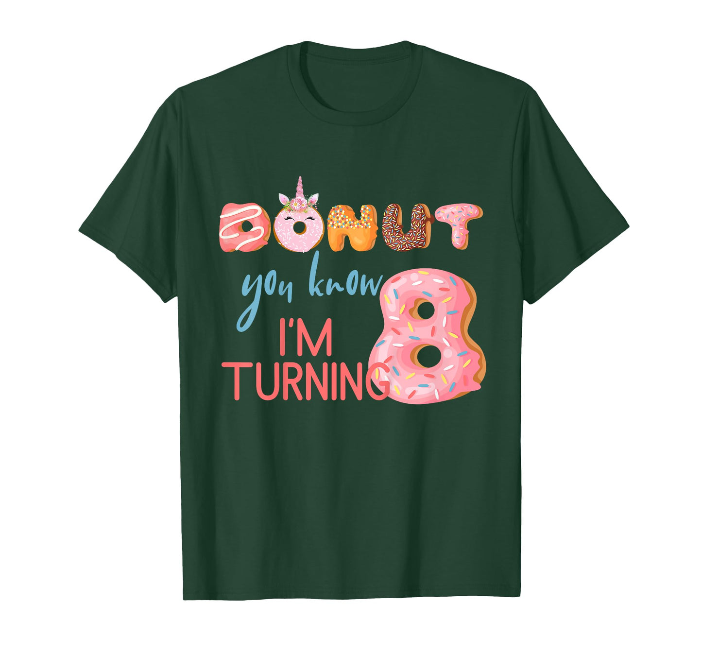 8th Birthday TShirt 8 Eight Unicorn Donut Birthday Shirt T-Shirt