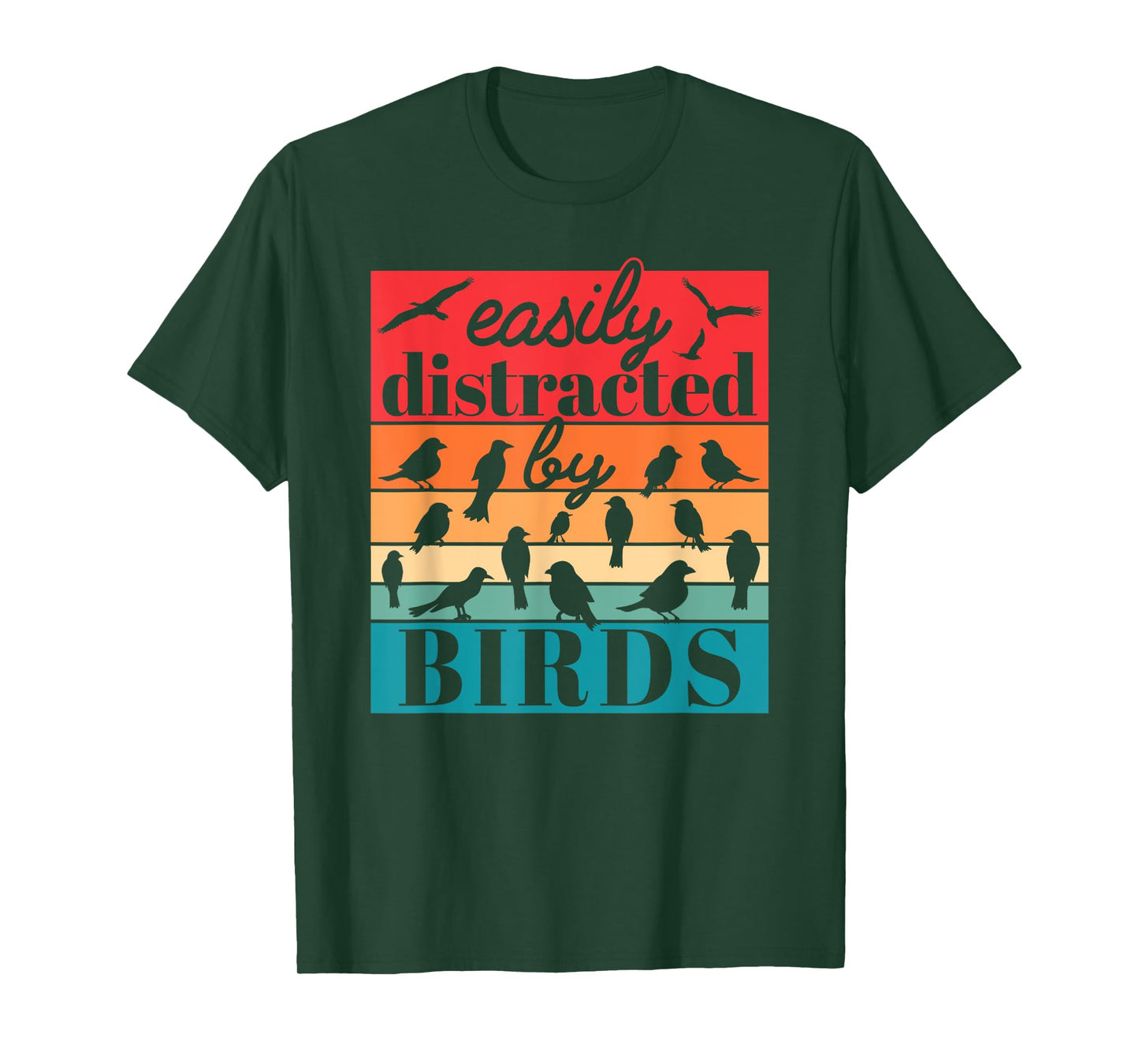 Easily Distracted By Birds Funny Bird Lover Retro T-Shirt