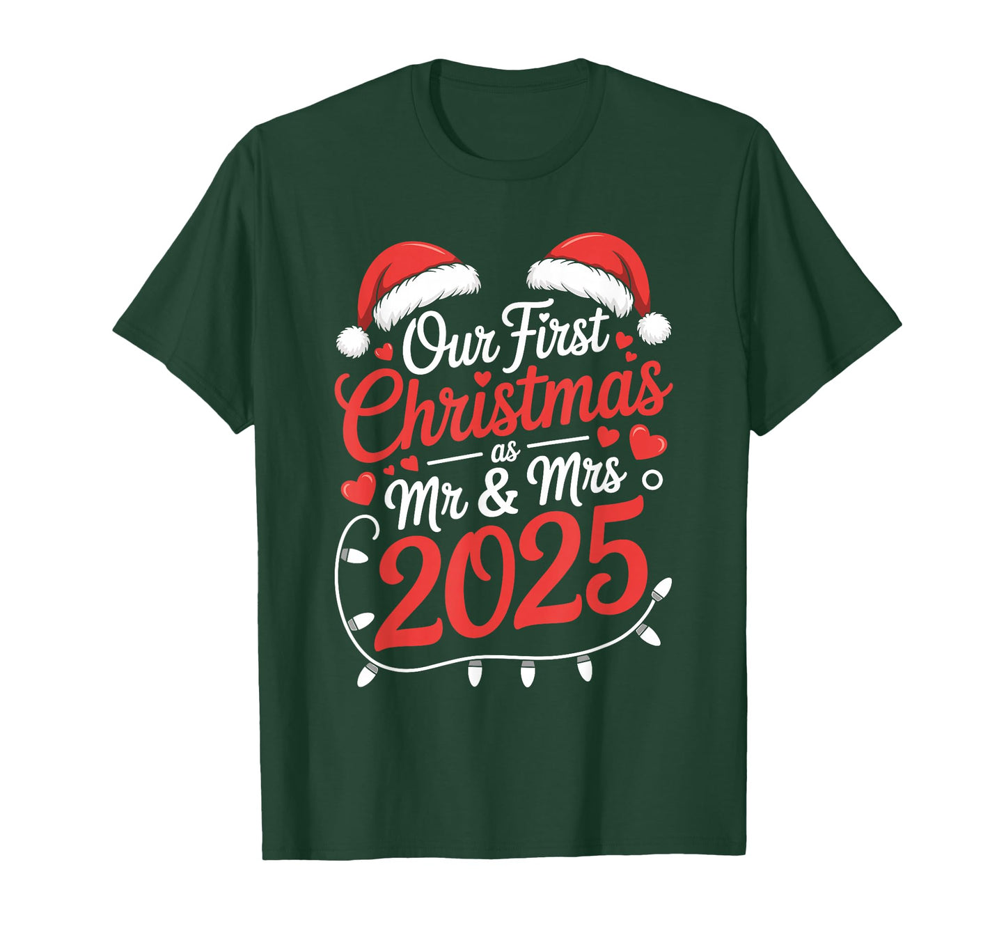 Our First Christmas As Mr Mrs 2025 Married Couples Matching T-Shirt