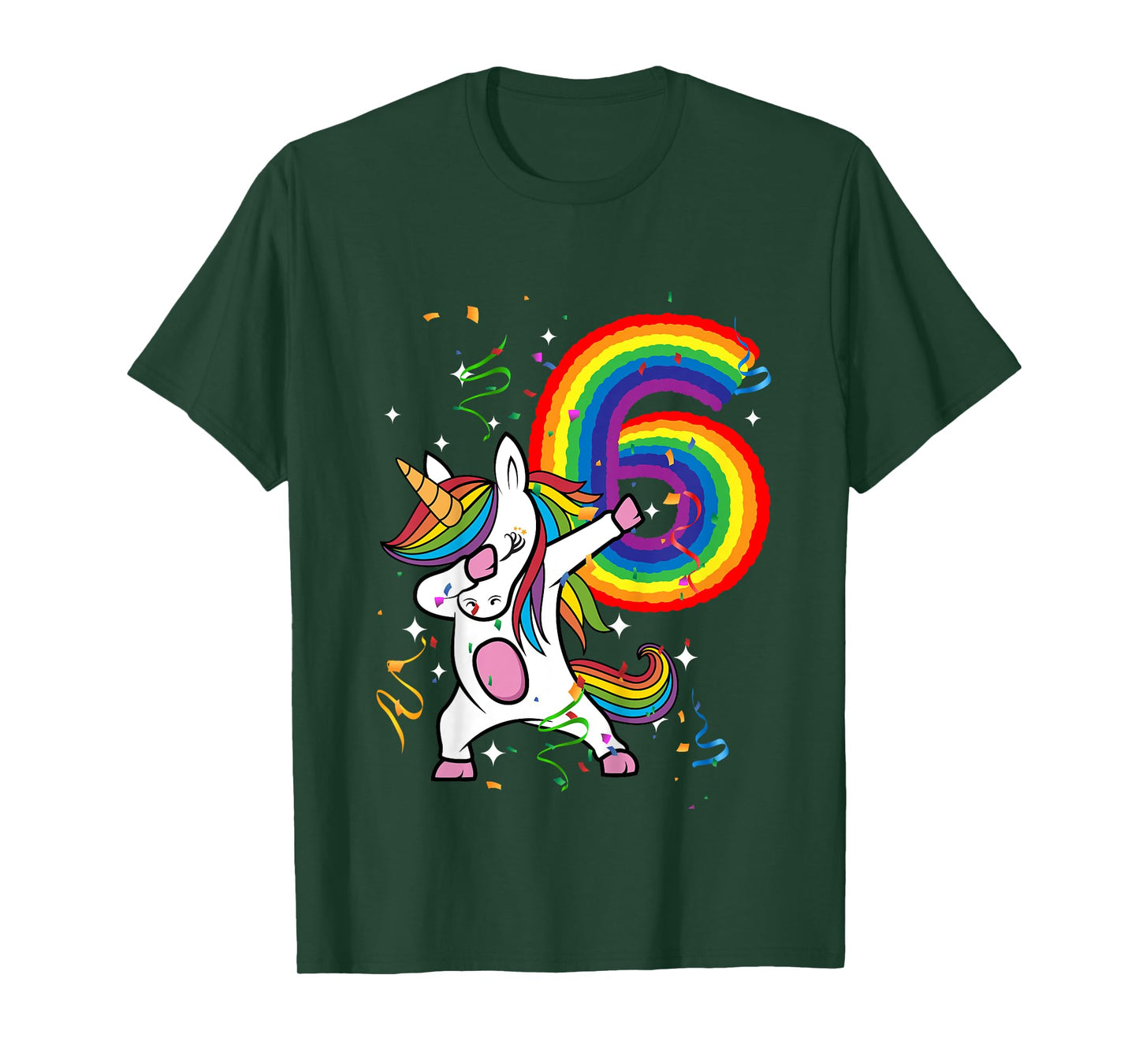 Birthday Rainbow Dabbing Unicorn 6 Years Old Girls Shirt T-Shirt