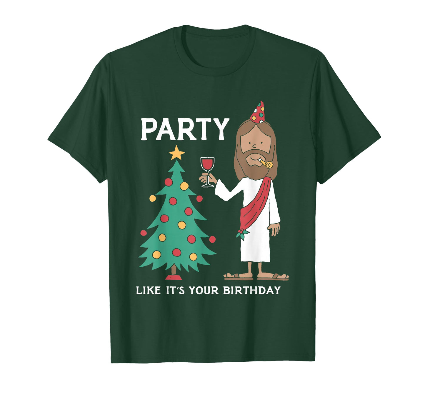 Party Like It's Your Birthday Funny Christmas Tree Jesus T-Shirt