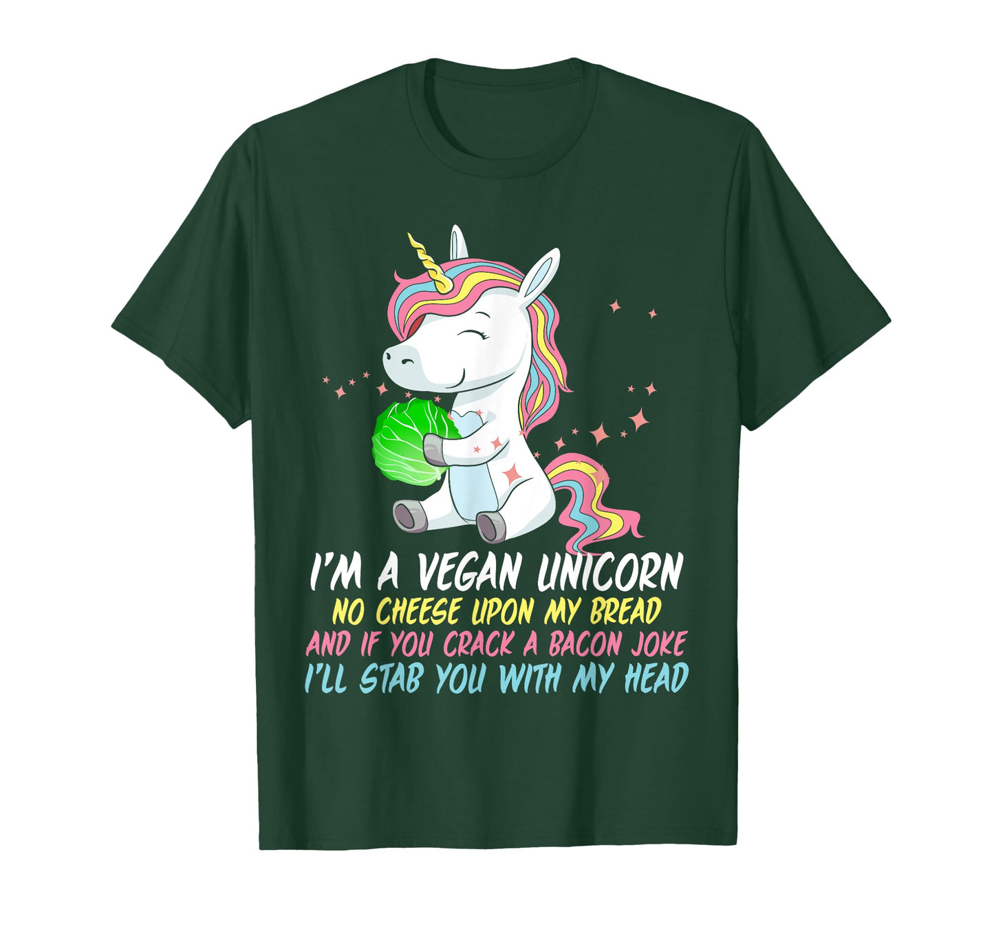 Vegan Unicorn Funny Saying Badass Men Women Herbivore T-Shirt