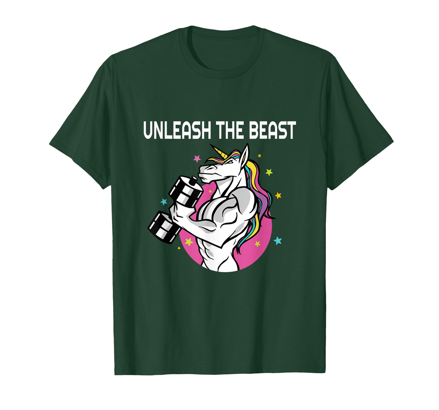 Unleash The Beast - Unicorn Gym Rat Magic Sparkle Muscles T-Shirt