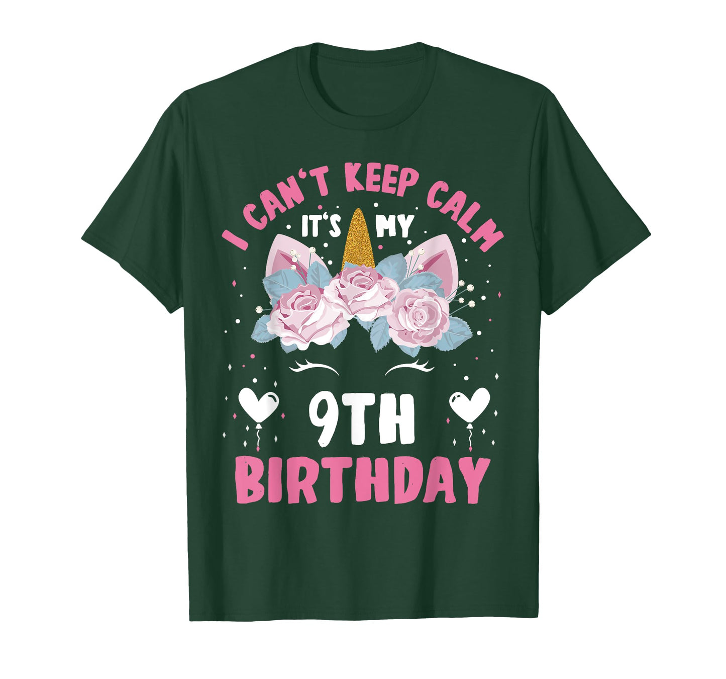 I Can't Keep Calm It's My 9th Birthday Kids Girls Unicorn T-Shirt