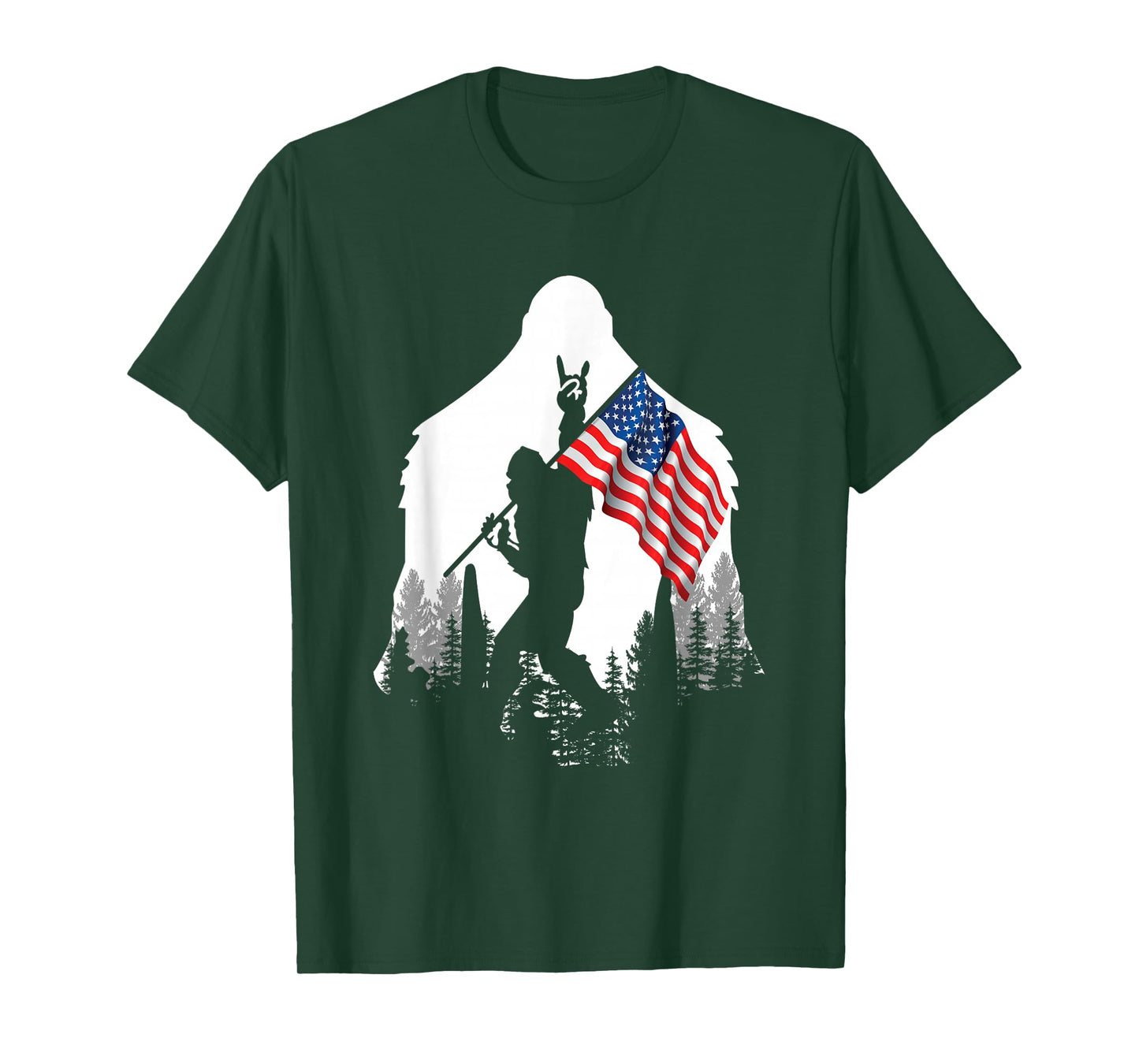Big Foot Shirt - Bigfoot Sasquatch American Flag Patriotic T-Shirt