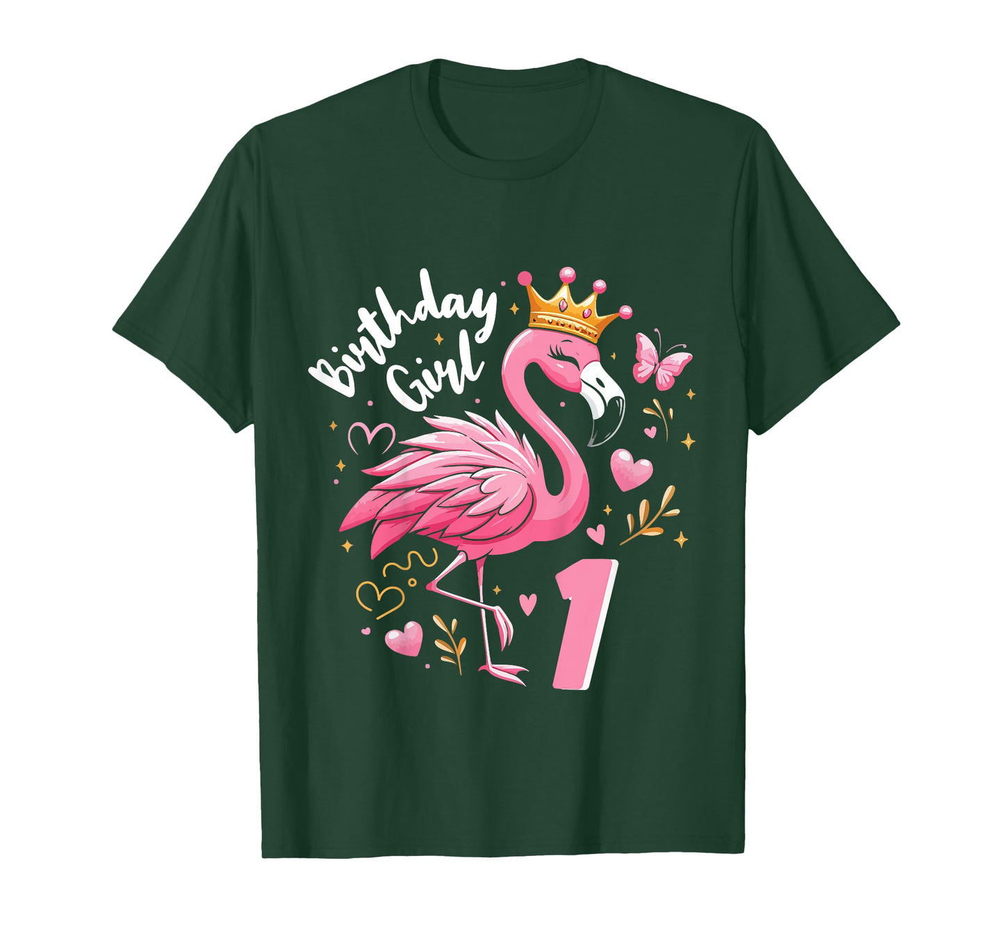Kids 1st Birthday Gift Flamingo Fan 1 Year Old Girls 1st Bday T-Shirt