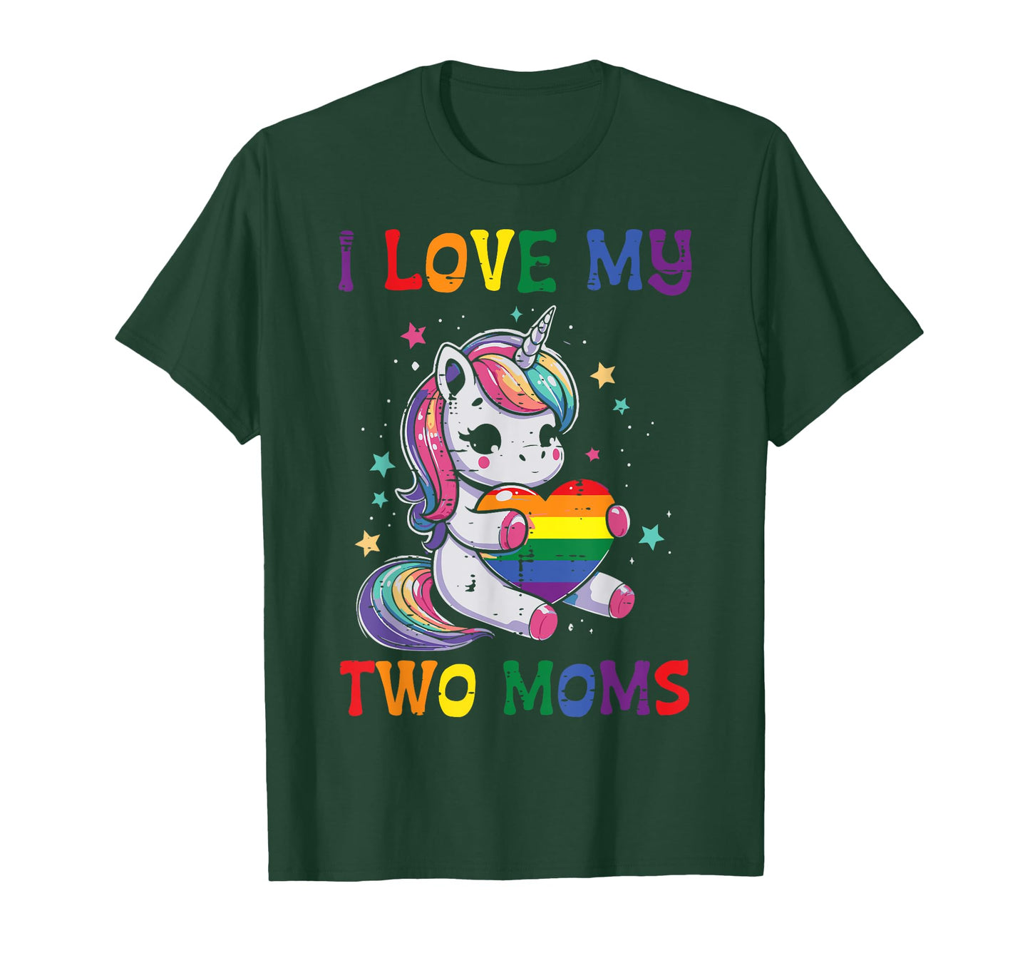 Gay Pride Month I Love My Two Moms Unicorn LGBTQ Ally Kids T-Shirt