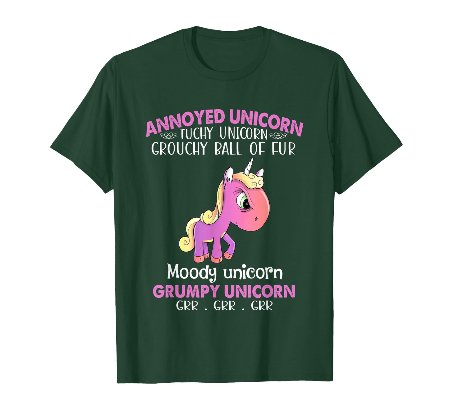 Annoyed Unicorn Touchy Unicorn Grouchy Ball Of Fur Moody Tee T-Shirt