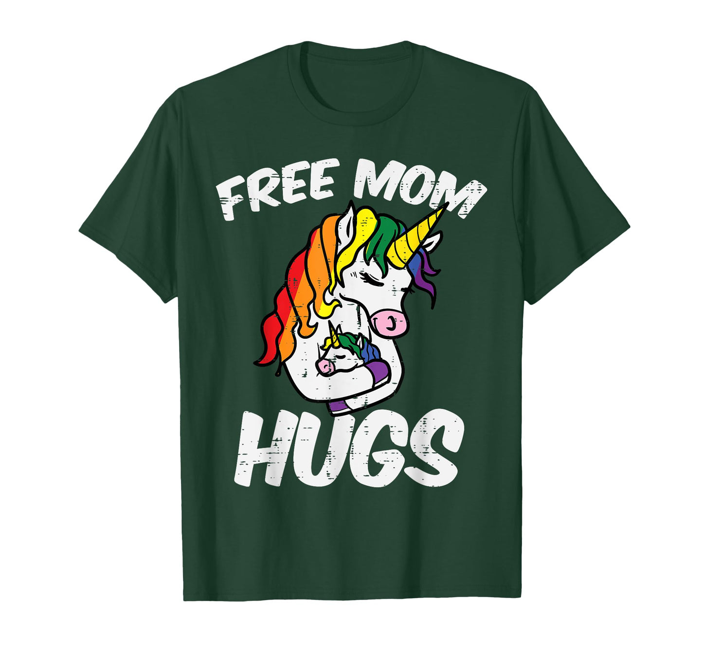 Free Mom Hugs Unicorn Rainbow Gay Pride Ally LGBTQ Women T-Shirt