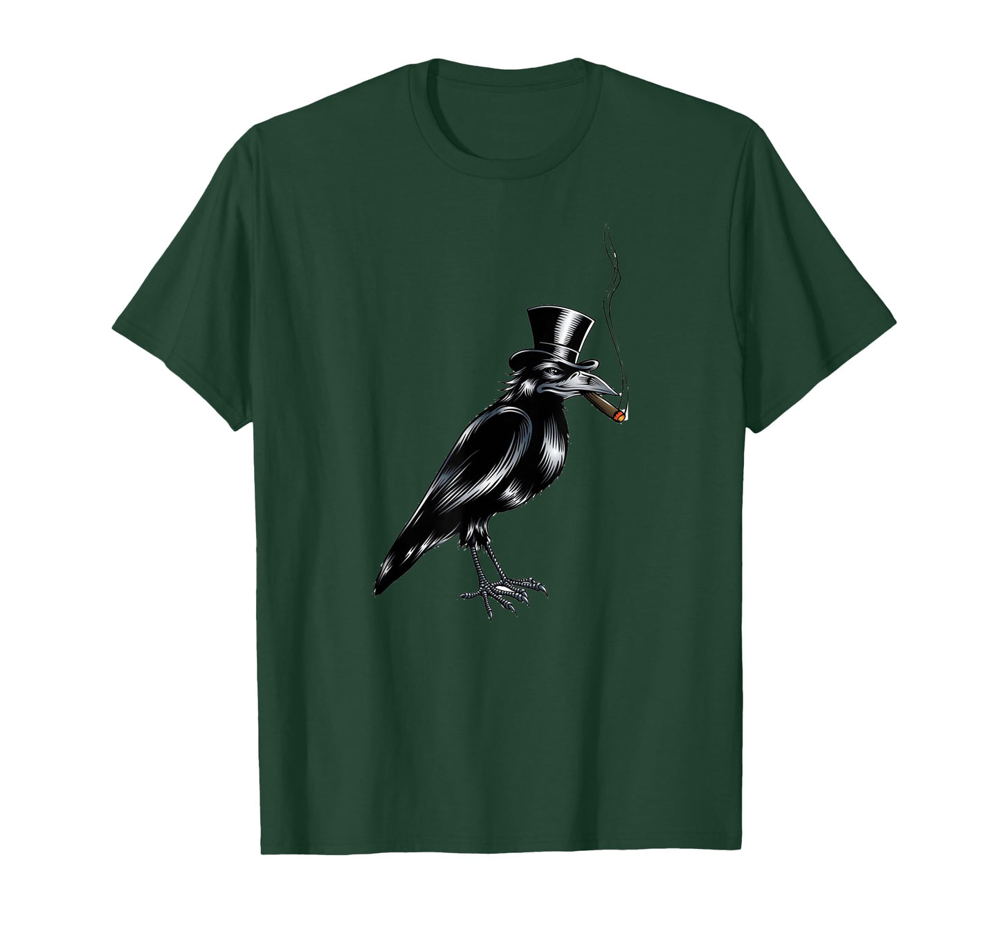 Black Crow Top Hat Smoking Cigar Graphic Art T-Shirt T-Shirt
