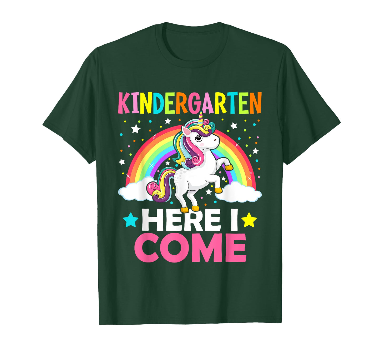 Kindergarten Here I Come Cute Unicorn 1st Day Back To School T-Shirt