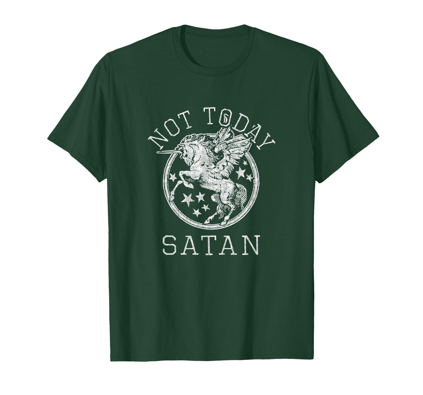 Retro Style 80s 1980s Unicorn Pegasus Not Today Satan T-Shirt