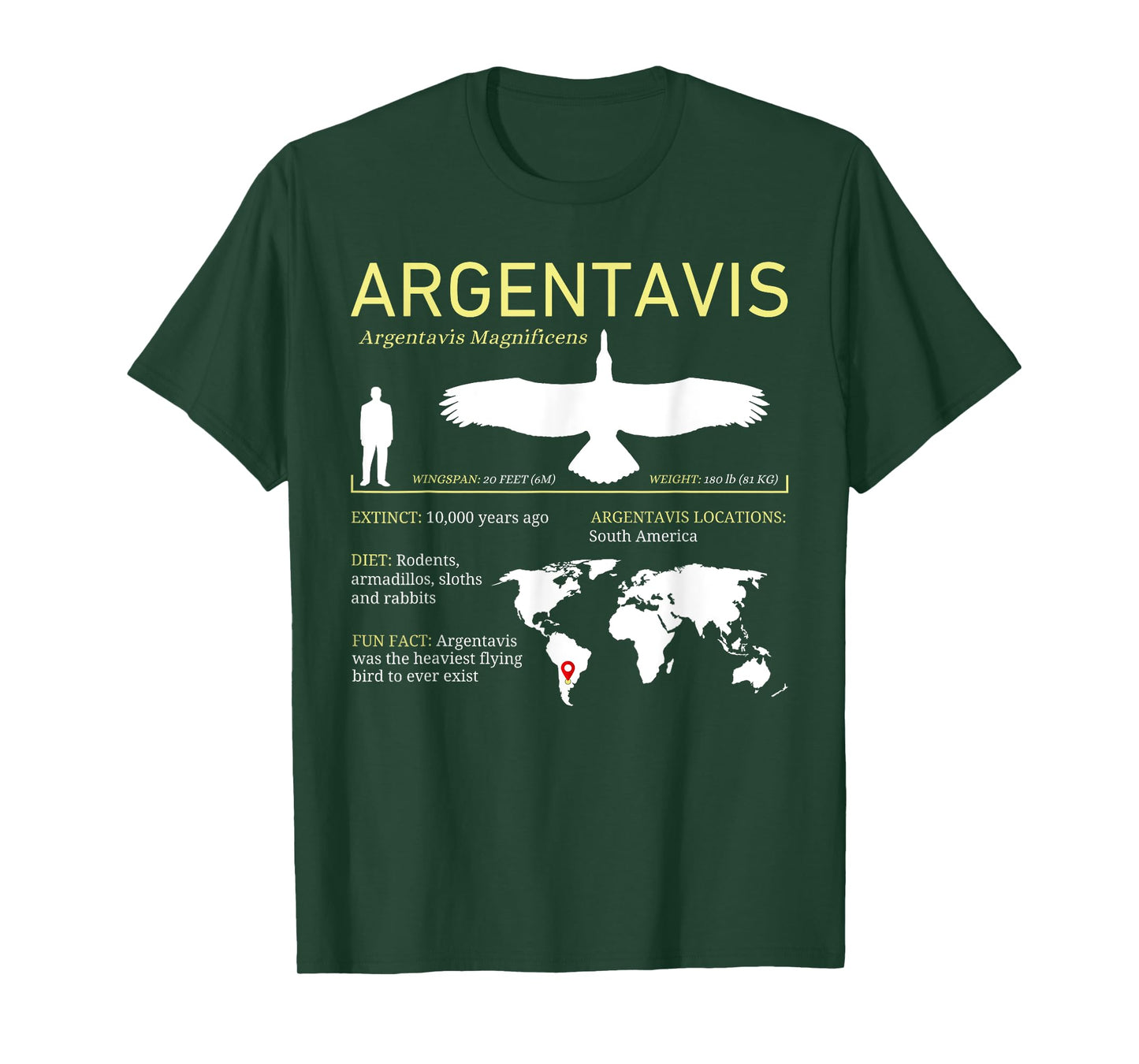 Argentavis Extinct Prehistoric Giant Flying Bird T-Shirt