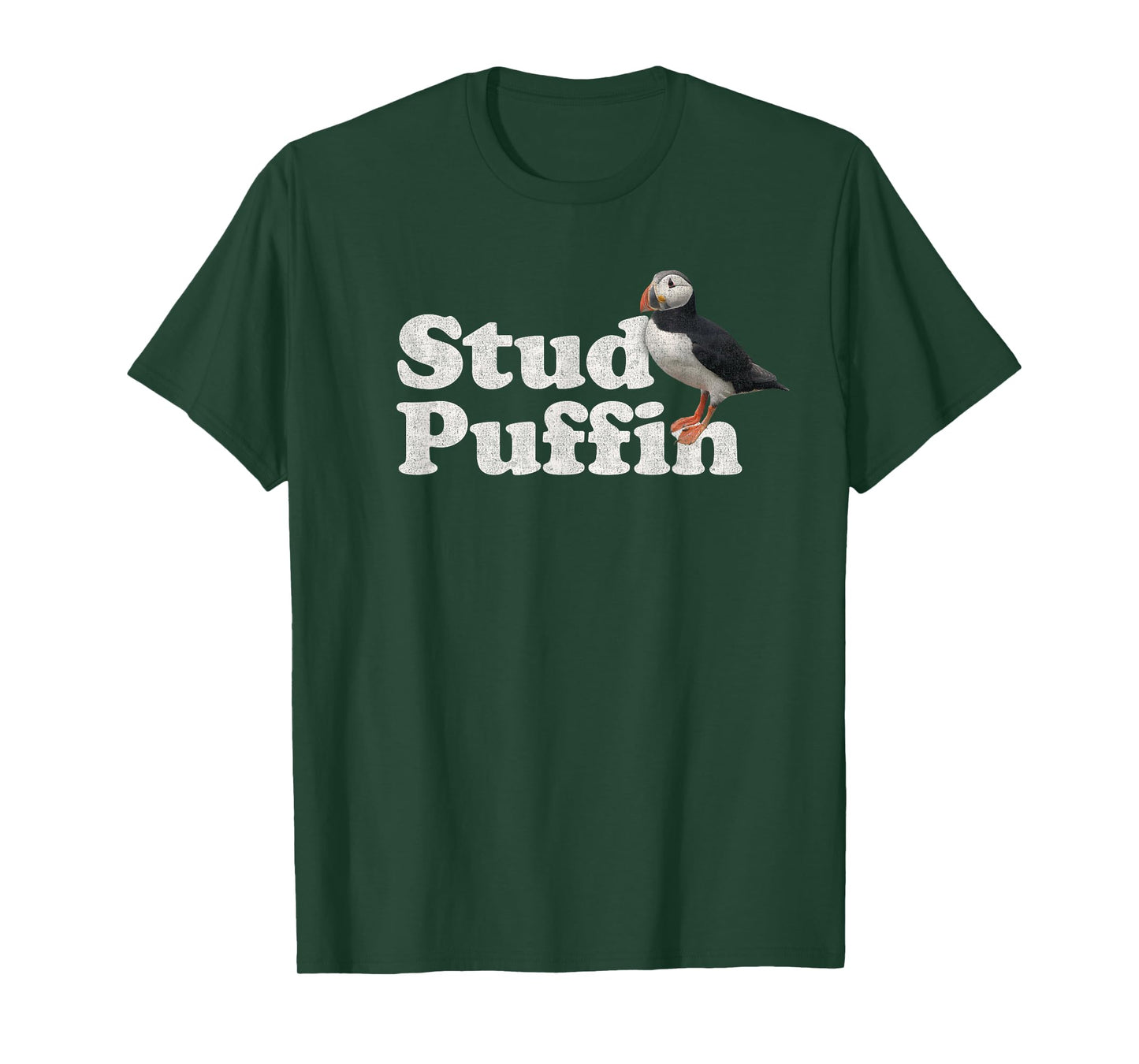Stud Puffin T-Shirt - Retro Vintage Style - Black - Unisex-Adults - Short Sleeve - Classic Fit - Cotton Blend - Small