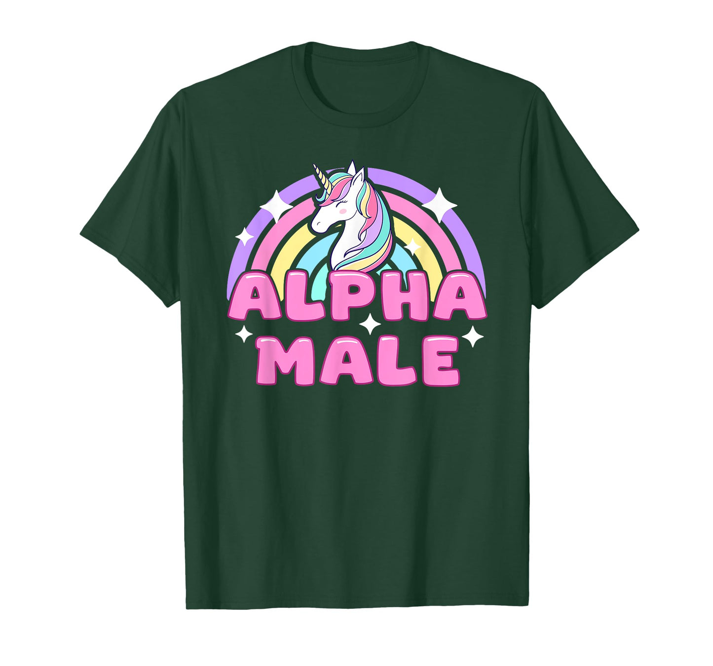Alpha Male Unicorn Funny Sarcastic Ironic Pink Y2K Meme T-Shirt
