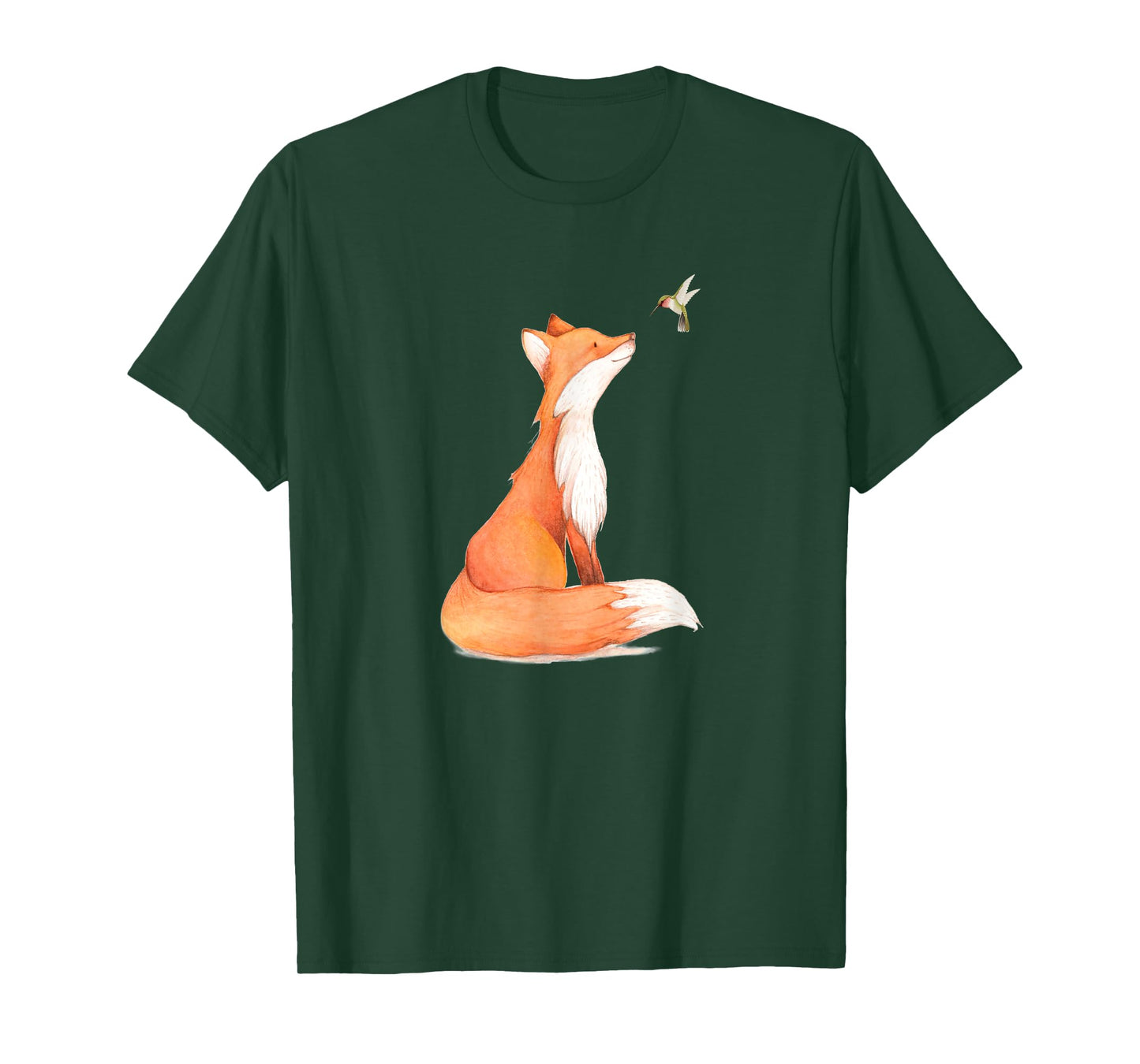 The Cute Fox And Hummingbird Vintage Retro Present For Lover T-Shirt