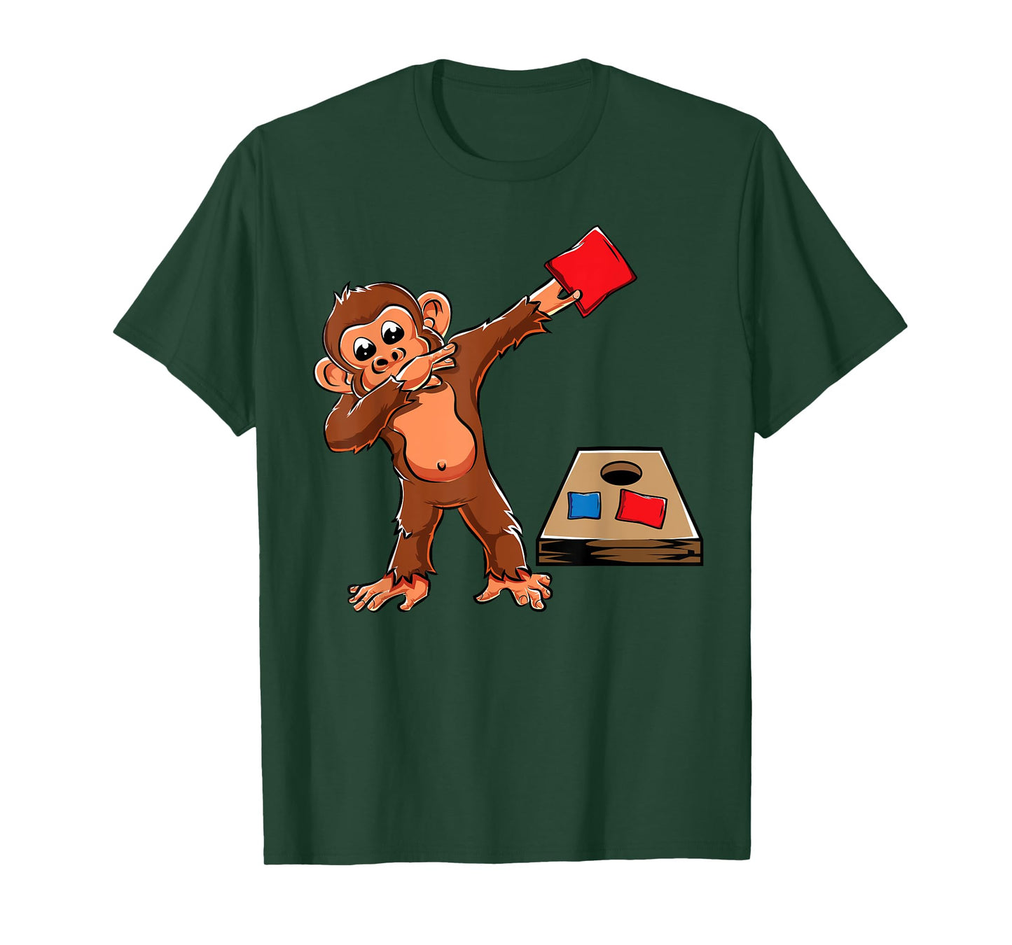 Cute Dabbing Monkey Cornhole Boys Birthday Girls Corn Hole T-Shirt