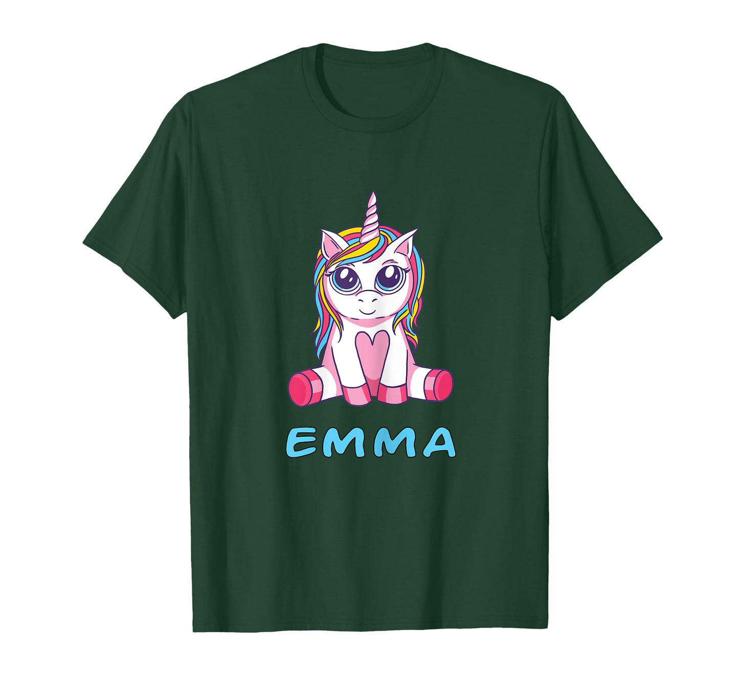 Emma unicorn name baby child girl sits cute toddler T-Shirt