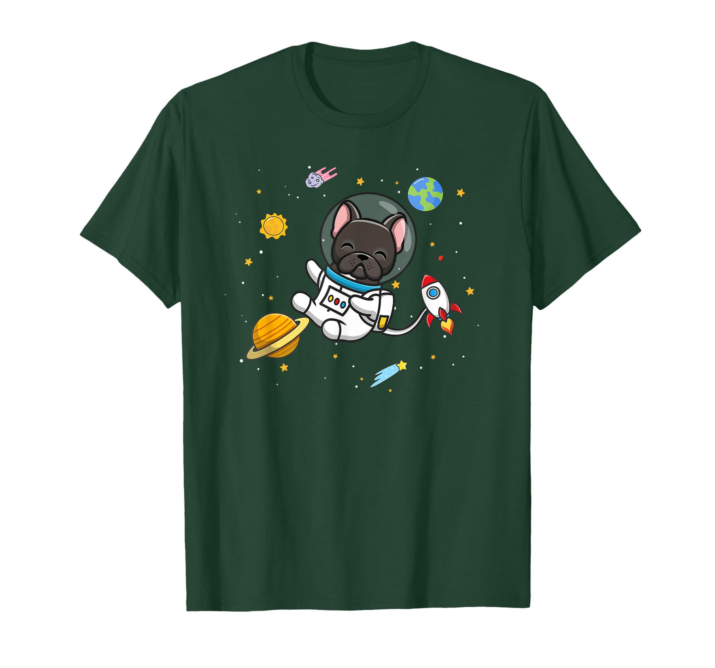 Funny Kids & Boys Kawaii Space Black French Bulldog Lover T-Shirt