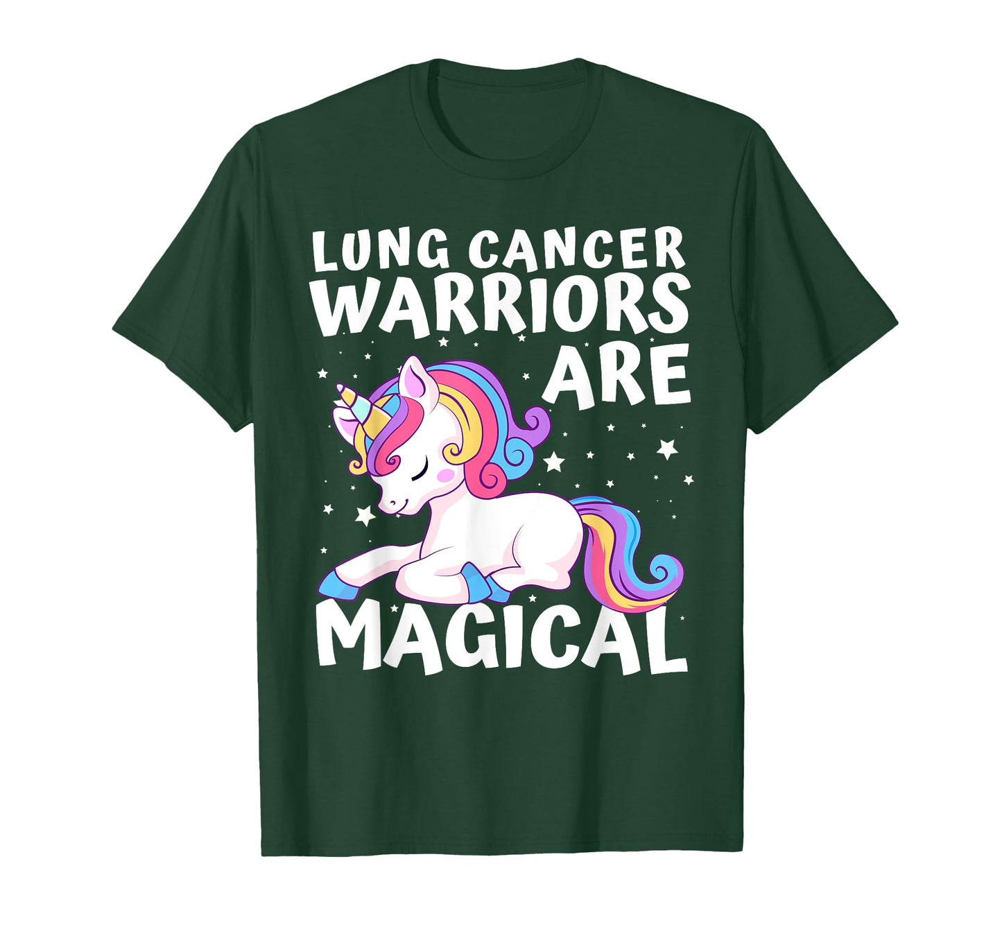Warriors Are Magical Lung Cancer Awareness Unicorn White T-Shirt