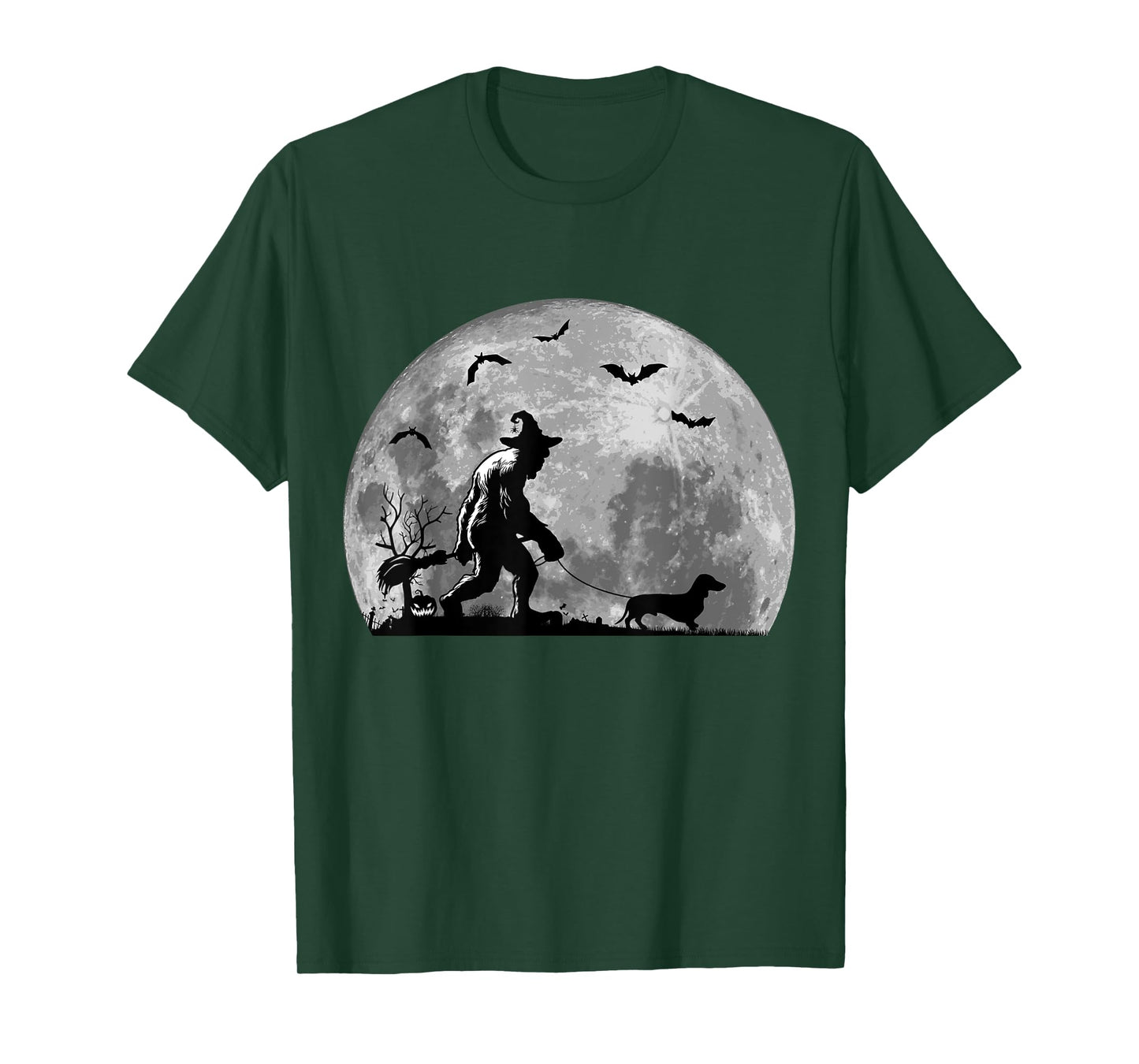 Bigfoot Walking Dachshund Dog Sasquatch Halloween Men Women Kids T-Shirt