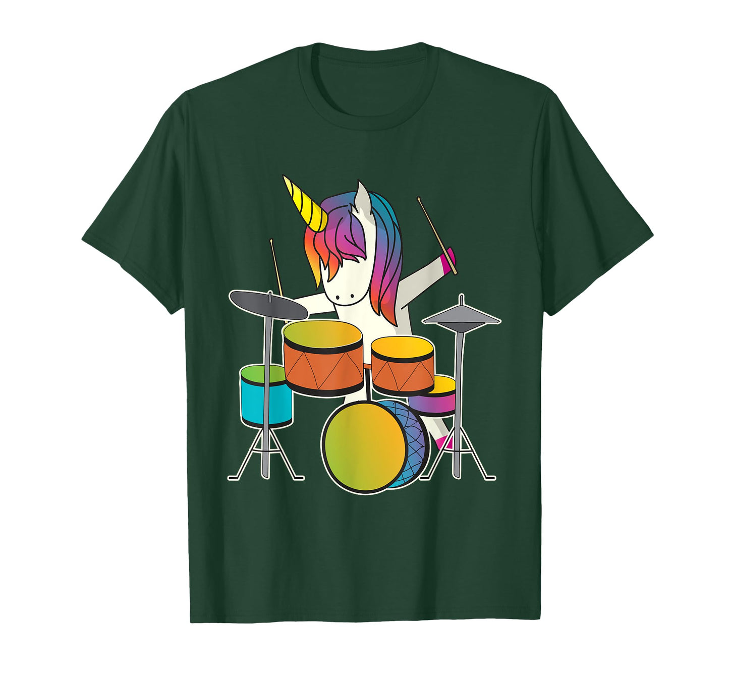 Unicorn Playing Drums Funny Magical Drummer Music Musician T-Shirt