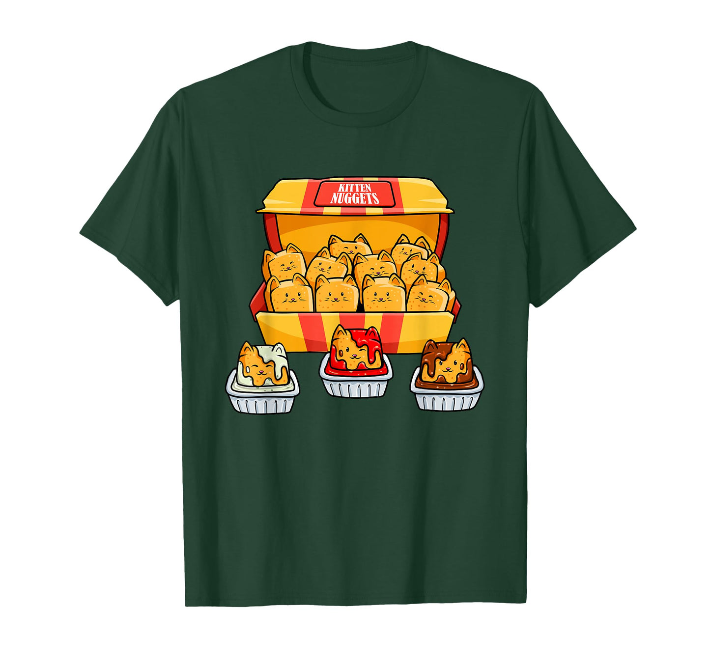 Kitten Nugget Food Pun Kitty Lover Gift Chicken Nuggets Cat T-Shirt for Men Women Girls Kids