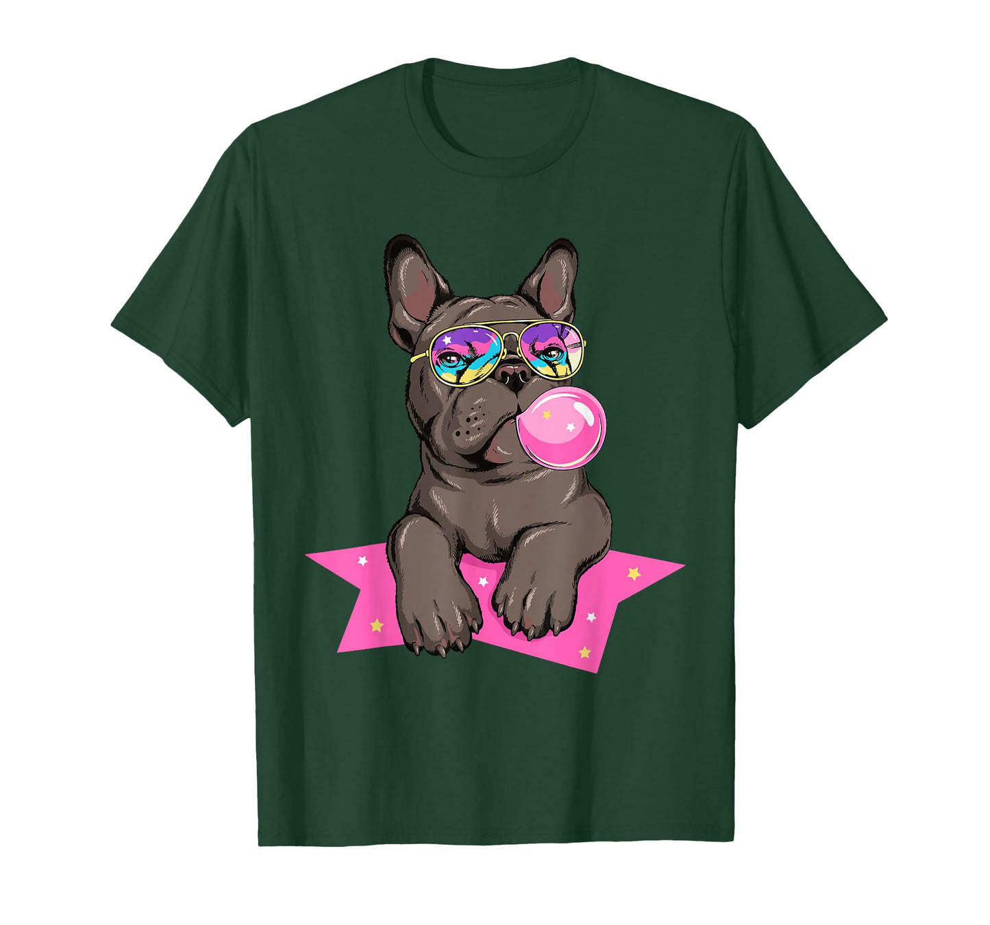 Funny French Bulldog Rockstar Bubblegum Frenchie Dog Lover Men Women Kids T-Shirt