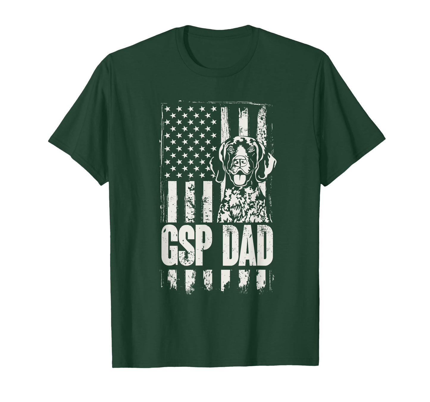 German Shorthaired Pointer GSP Dad Dog American Flag T-Shirt