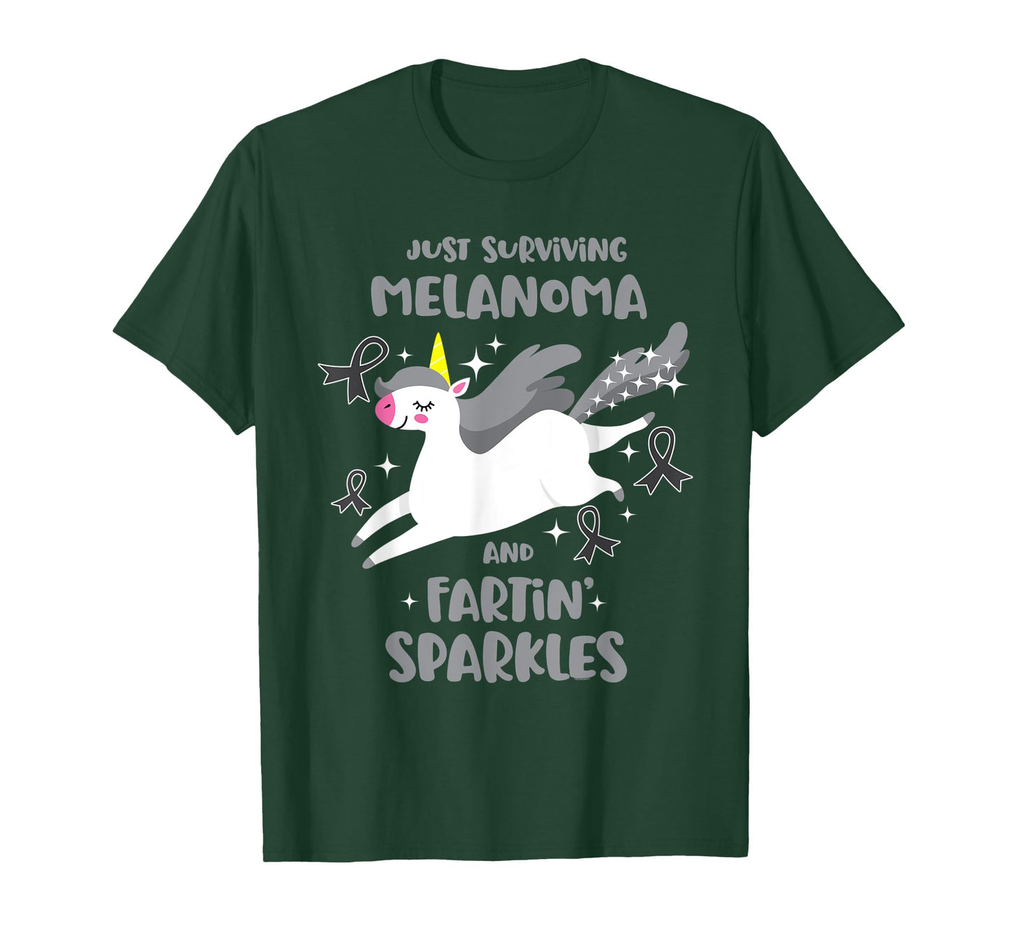 Melanoma Survivor Quote Farting Unicorn Cancer Awareness T-Shirt