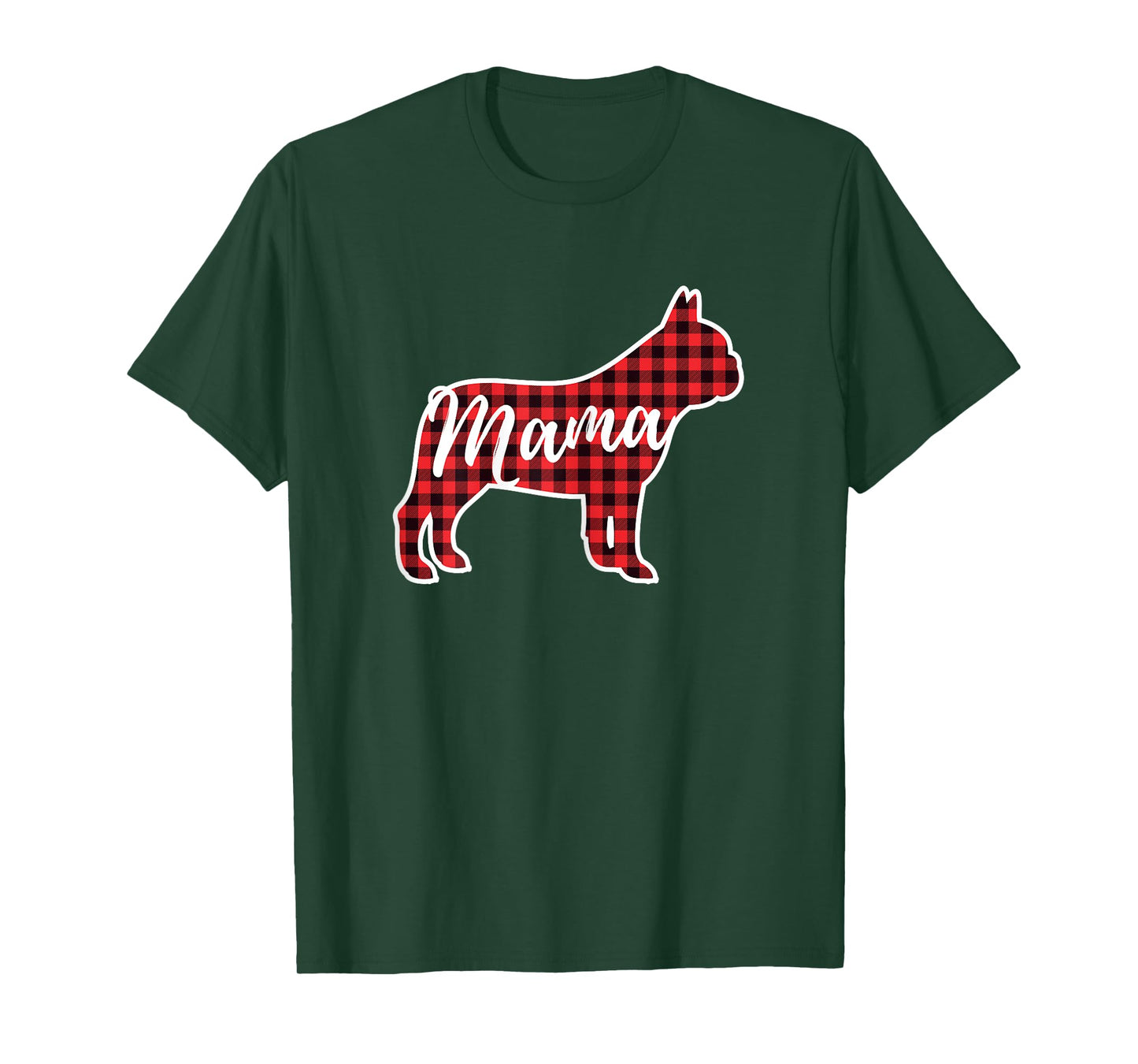 Red Plaid Mama French Bulldog Dog Mom Buffalo Pajama Shirt T-Shirt for Women